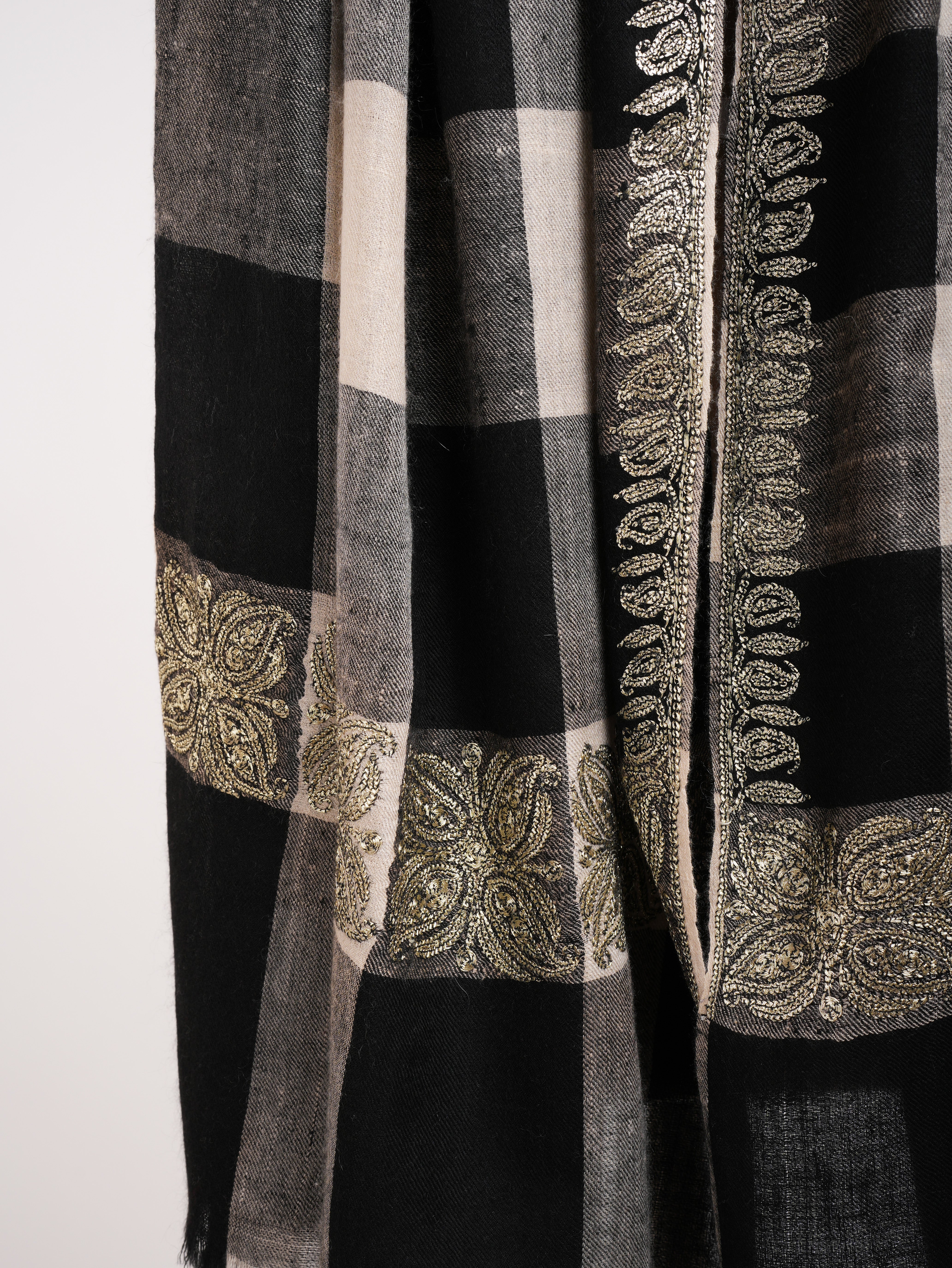 Handloomed Pashmina Shawl with Kashmiri Tilla Work