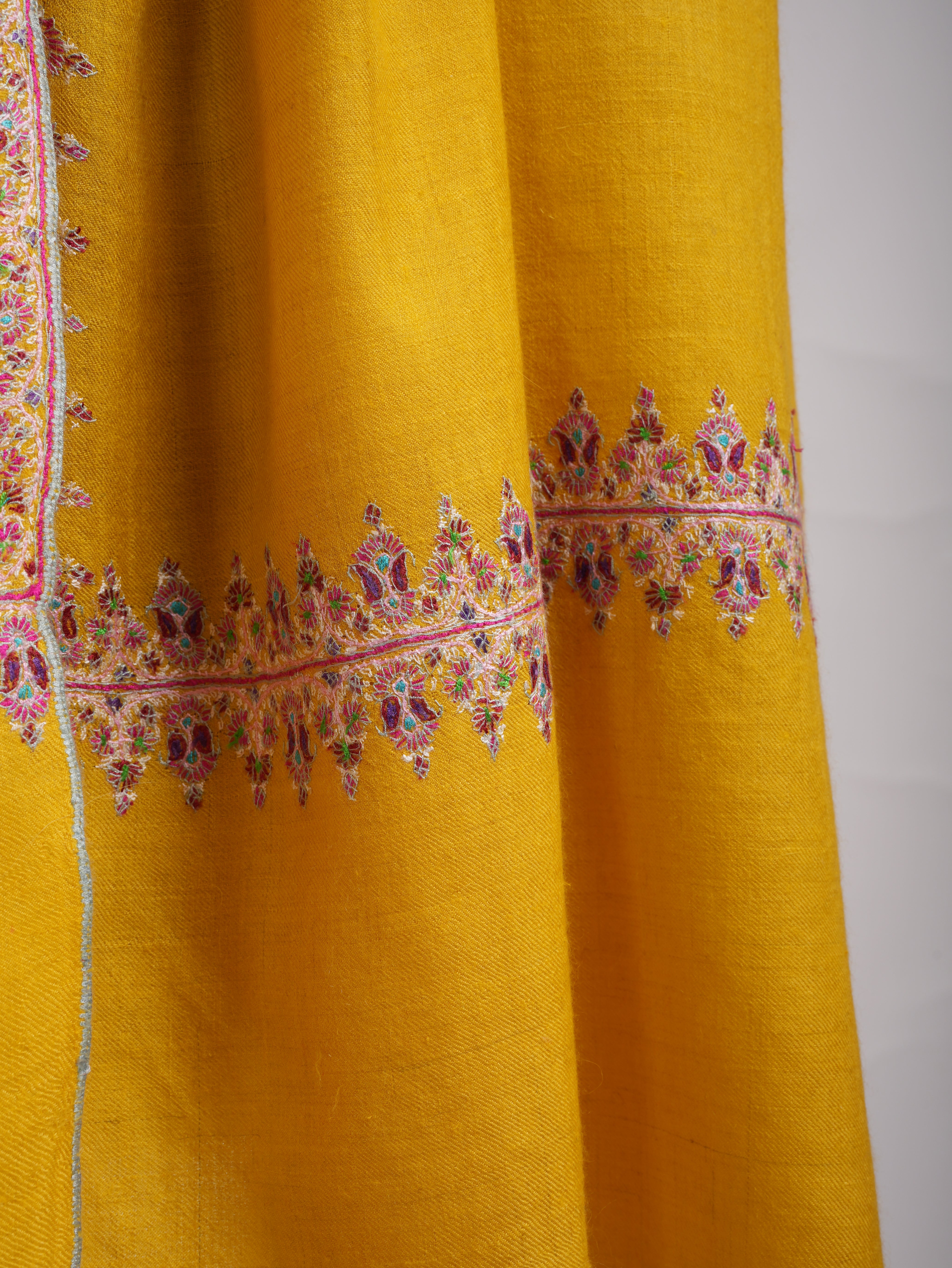 Neemdaur Embroidered Golden Pashmina Shawl