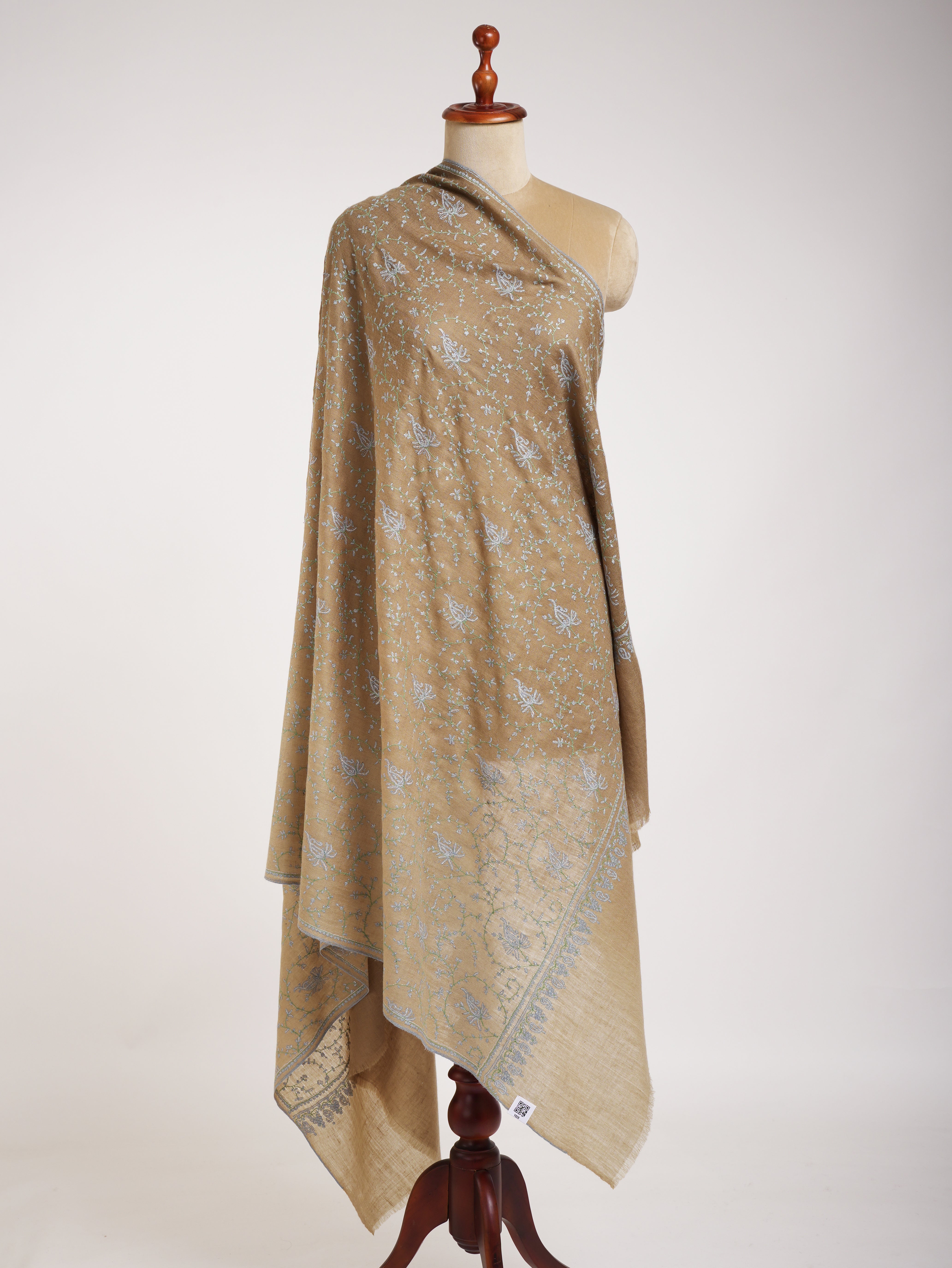 Ombre Hand Sozni Embroidered Pashmina Shawl.