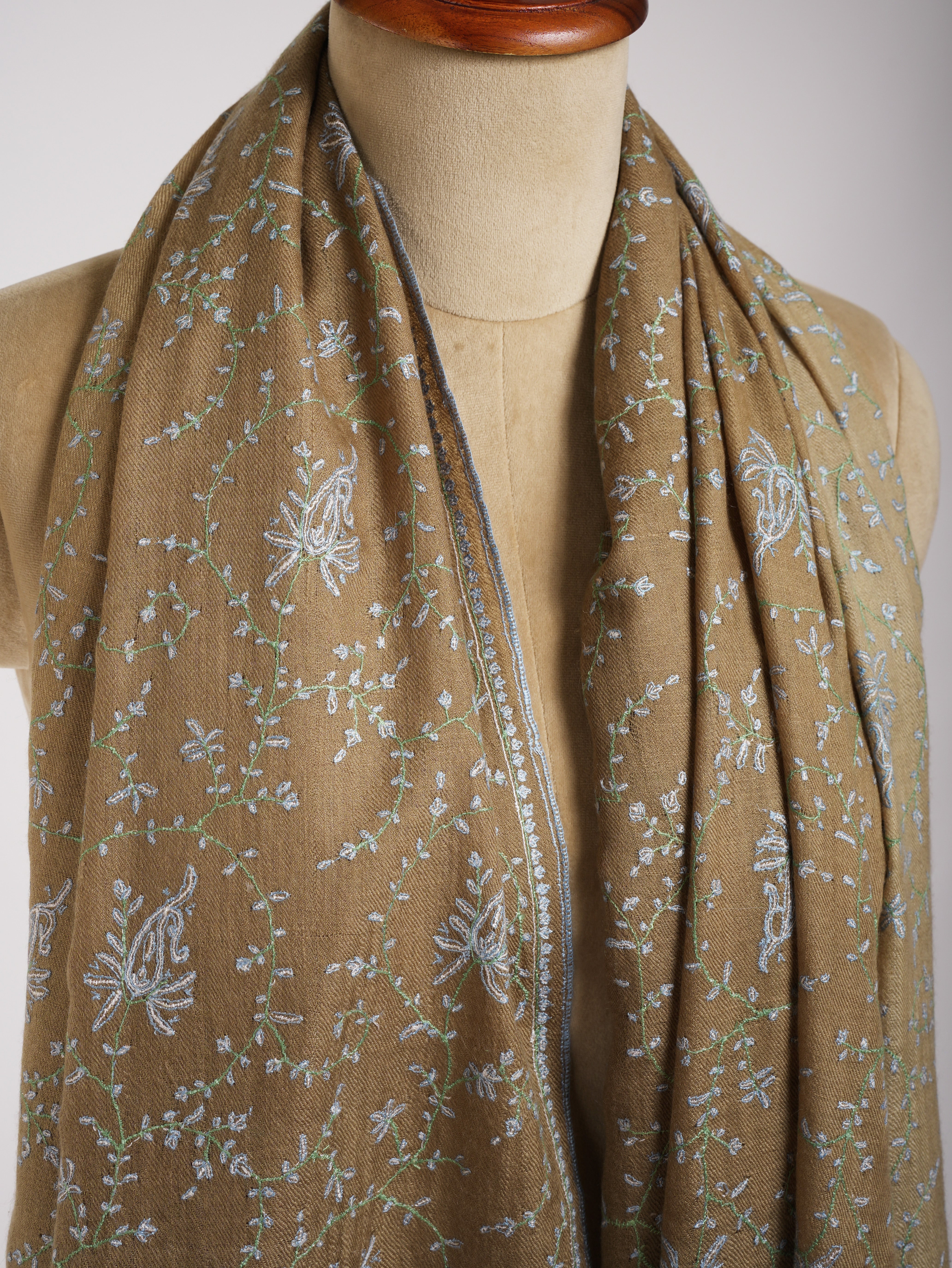 Ombre Hand Sozni Embroidered Pashmina Shawl.