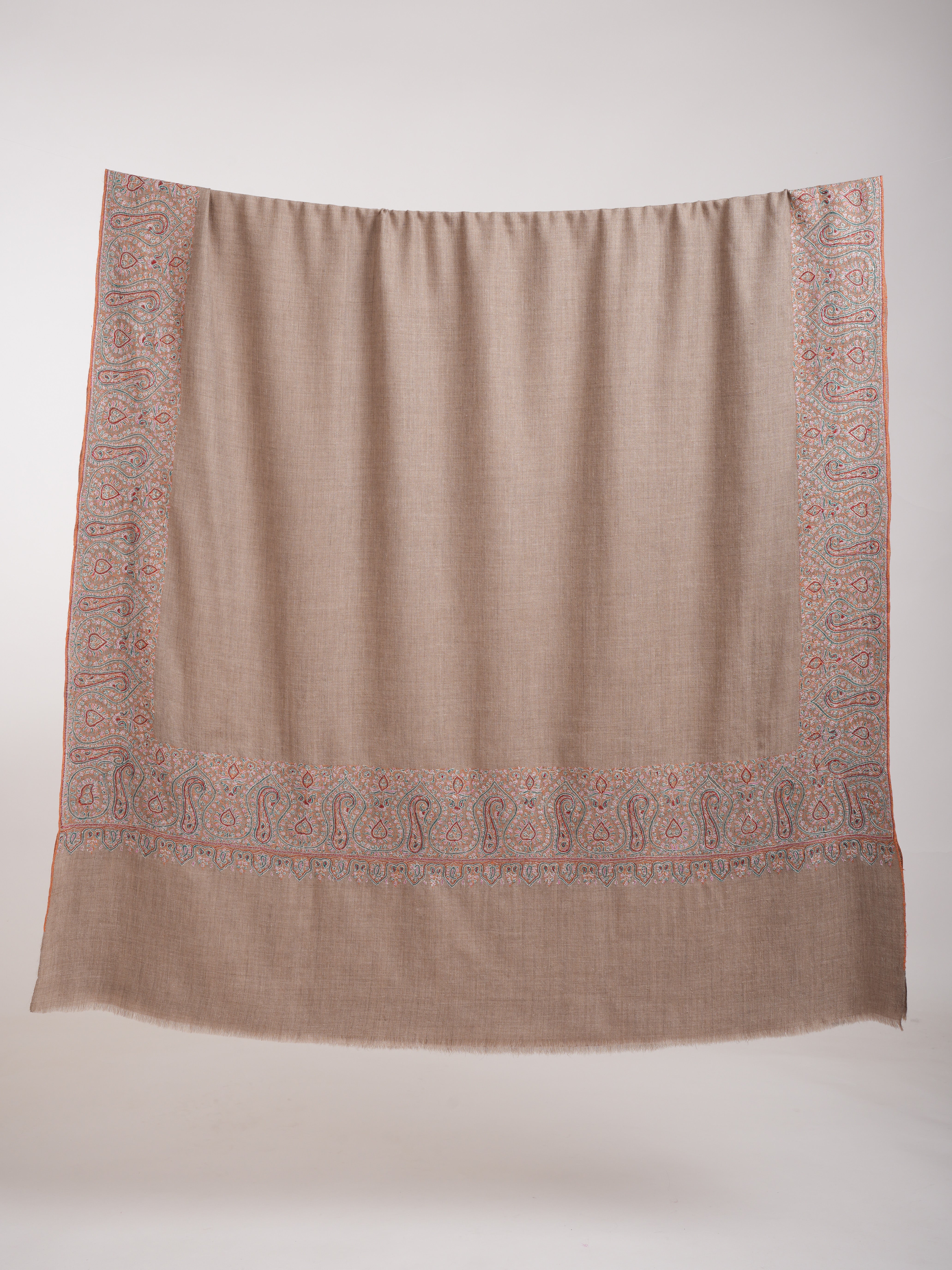 Natural Grey Daurdar Authentic Handwoven Pashmina Shawl