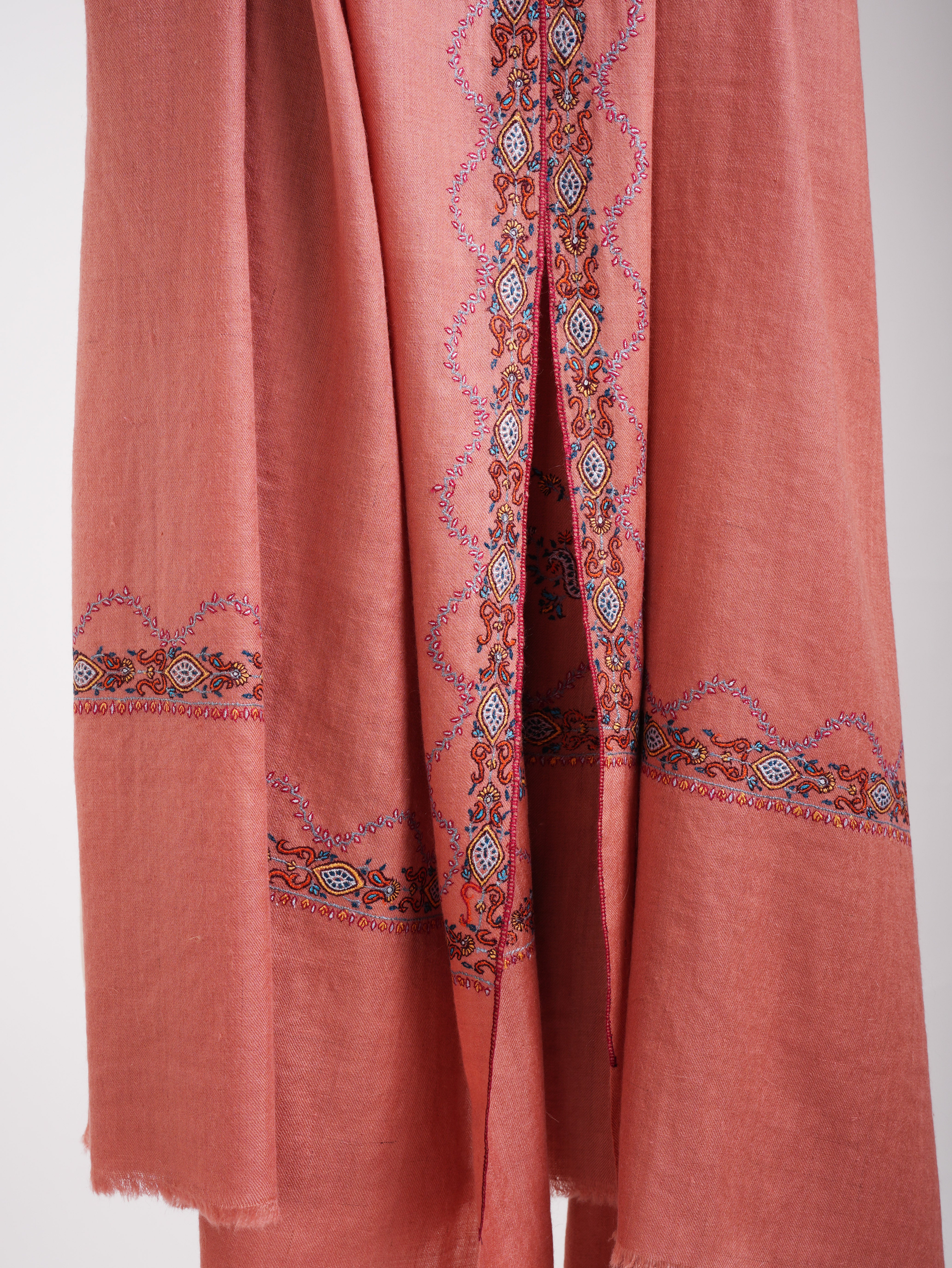 Dessert Flower Embroidered Kashmir Pashmina Shawl