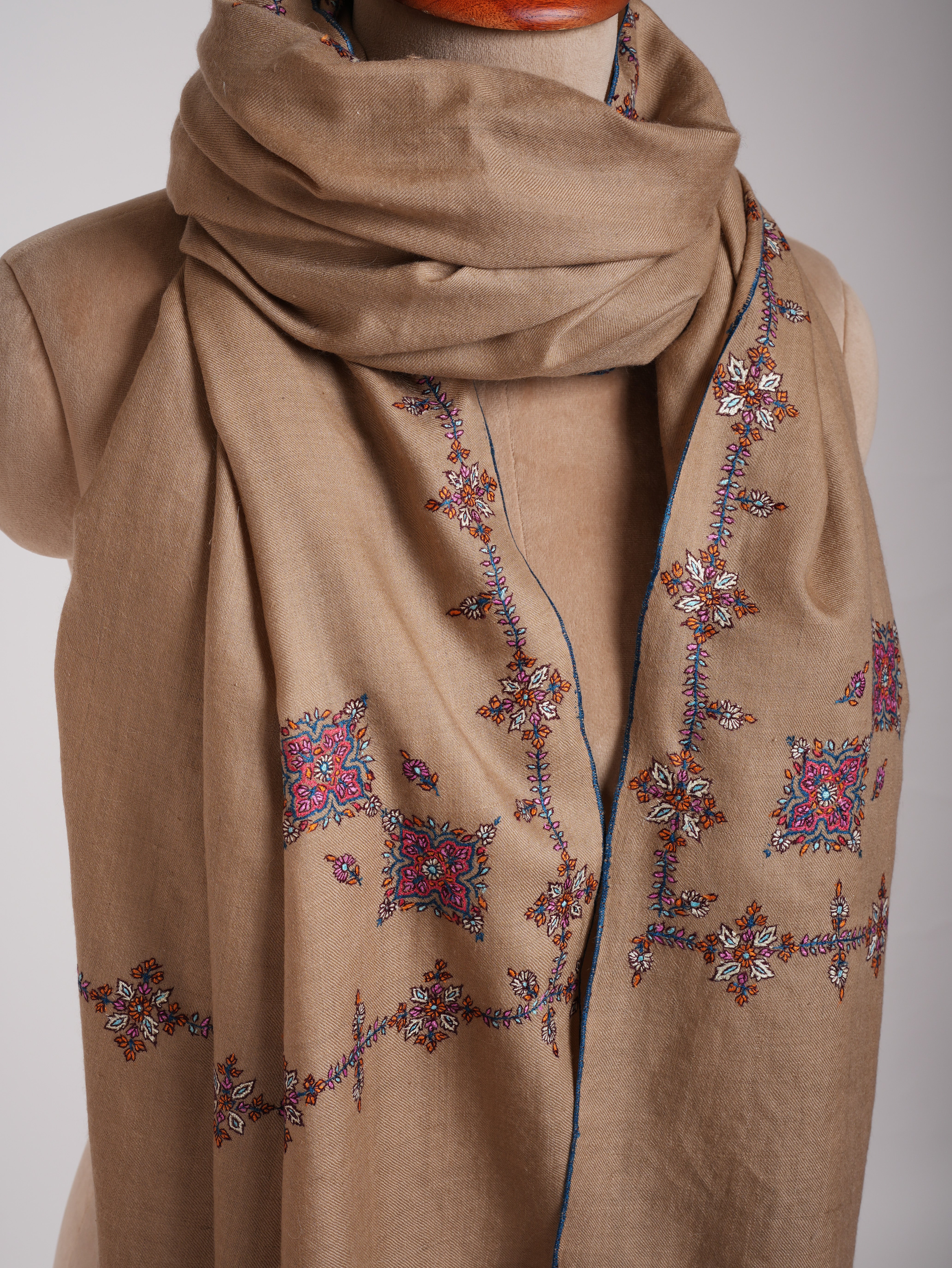 Hashia Koon Motif Hand Embroidered Pashmina Shawl