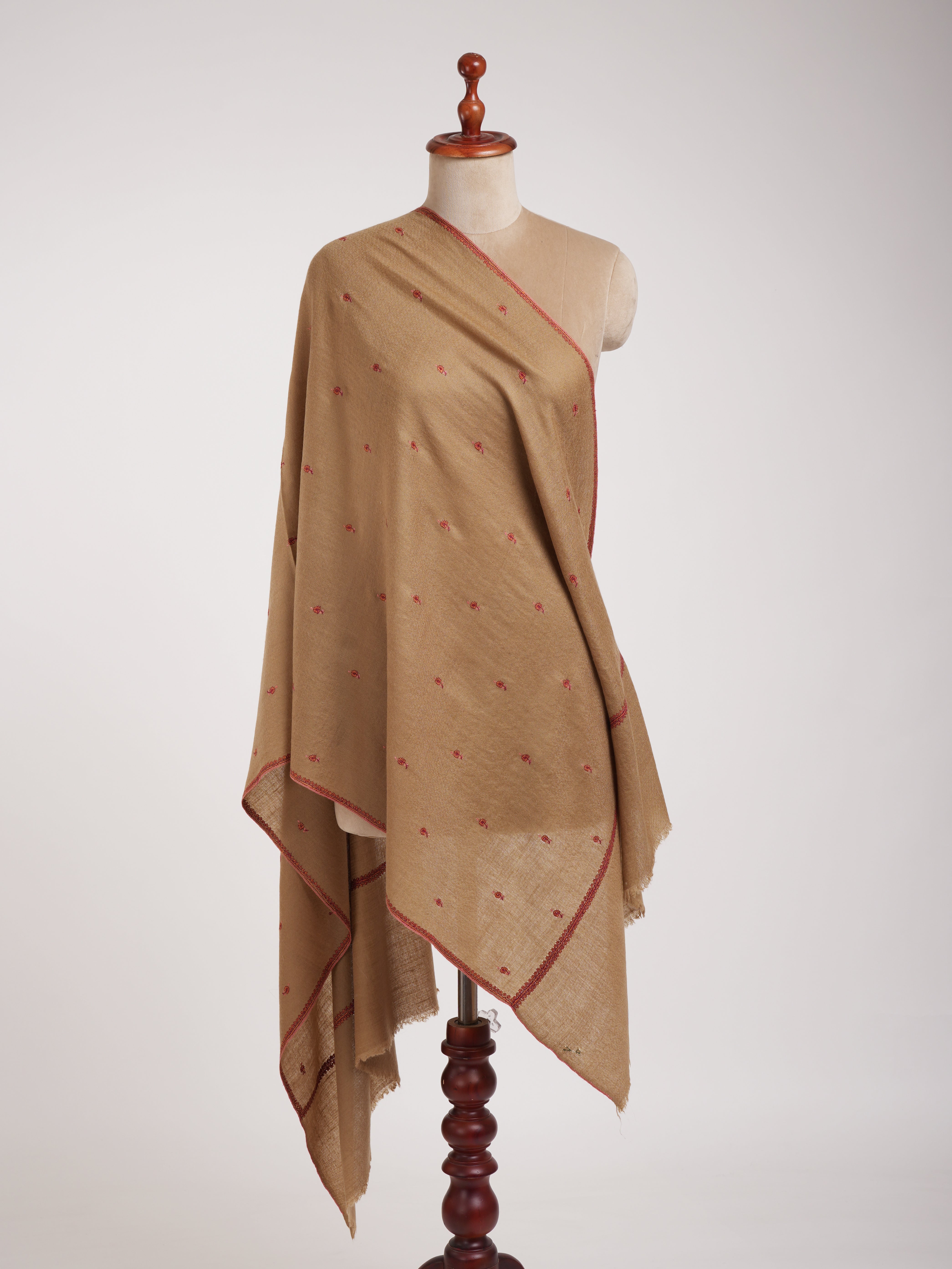 Buteh Embroidered Soft Doe Cashmere Scarf