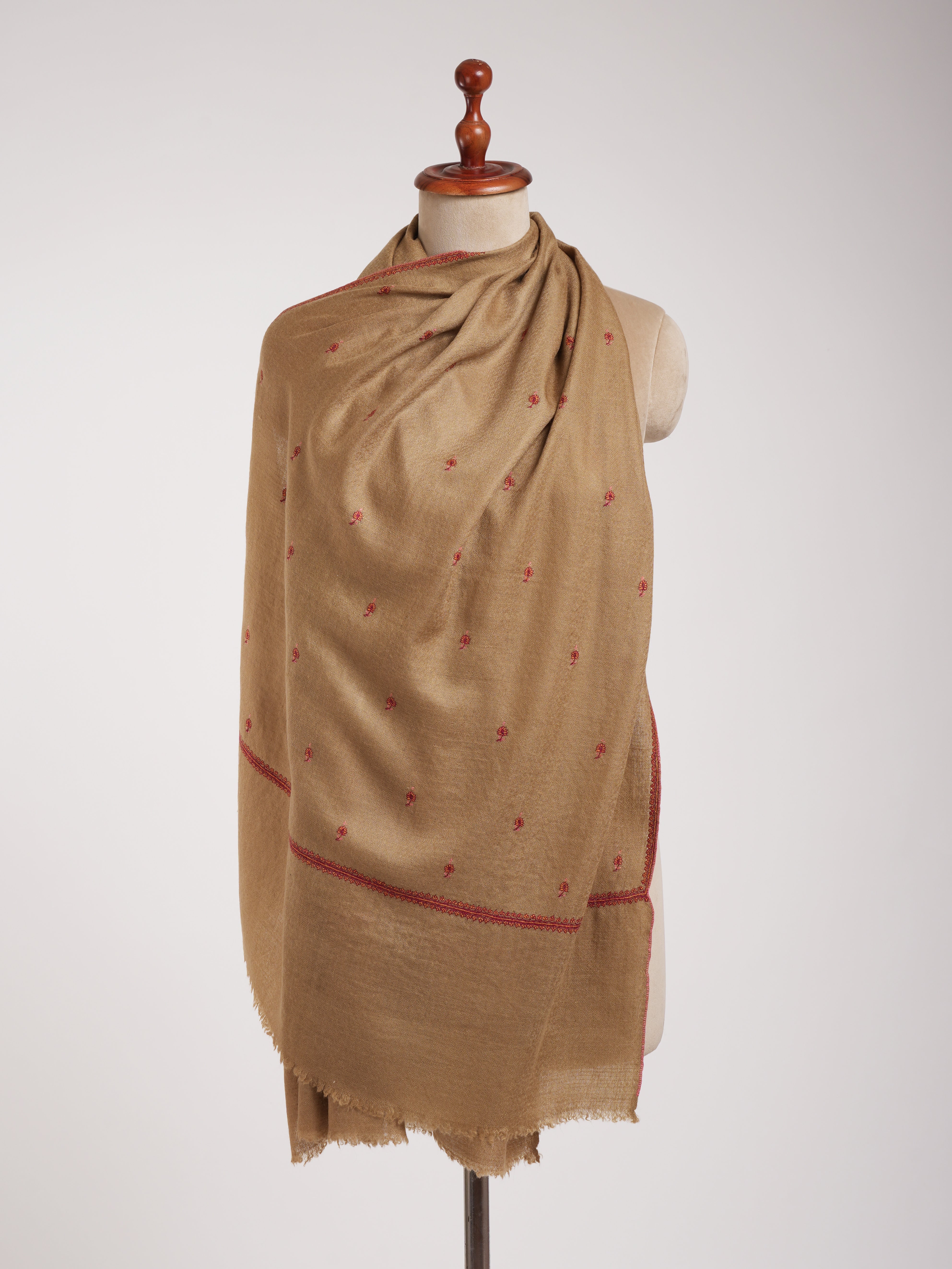 Buteh Embroidered Soft Doe Cashmere Scarf