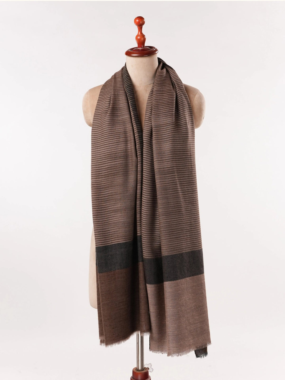 Classic Dual Shade Handwoven Striped Pashmina Shawl