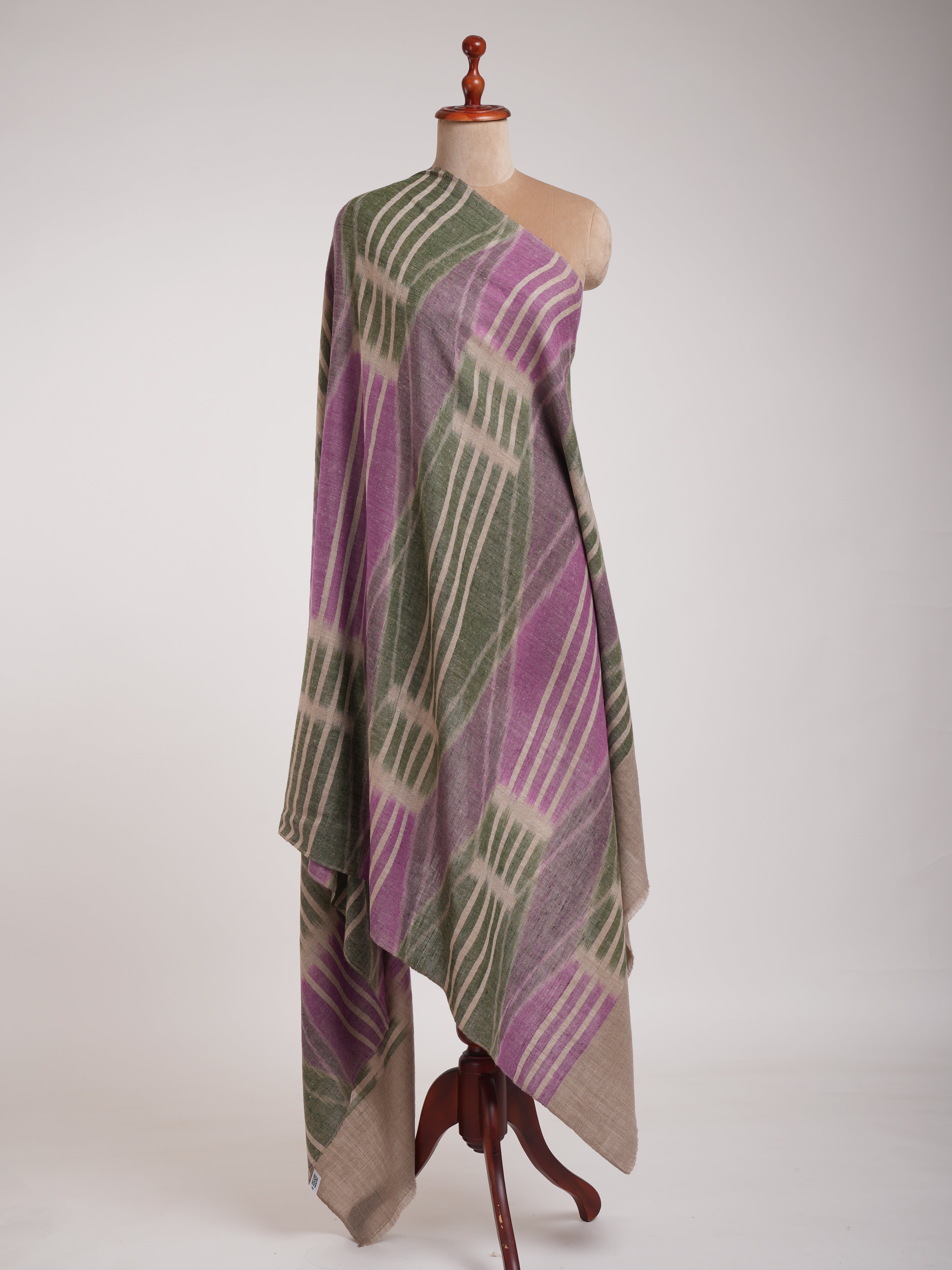 Handwoven Purple and Green Pashmina Shawl