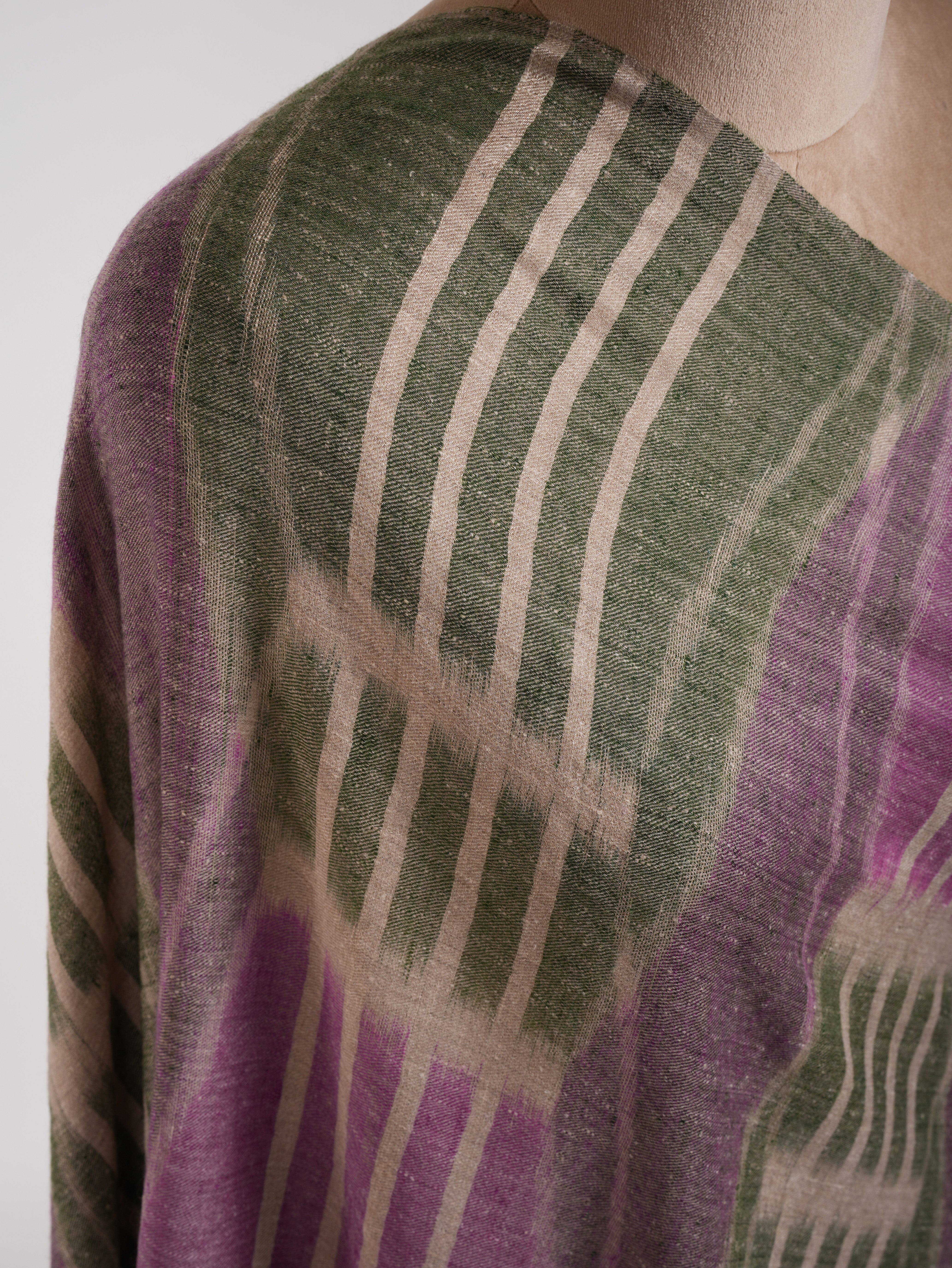 Handwoven Purple and Green Pashmina Shawl