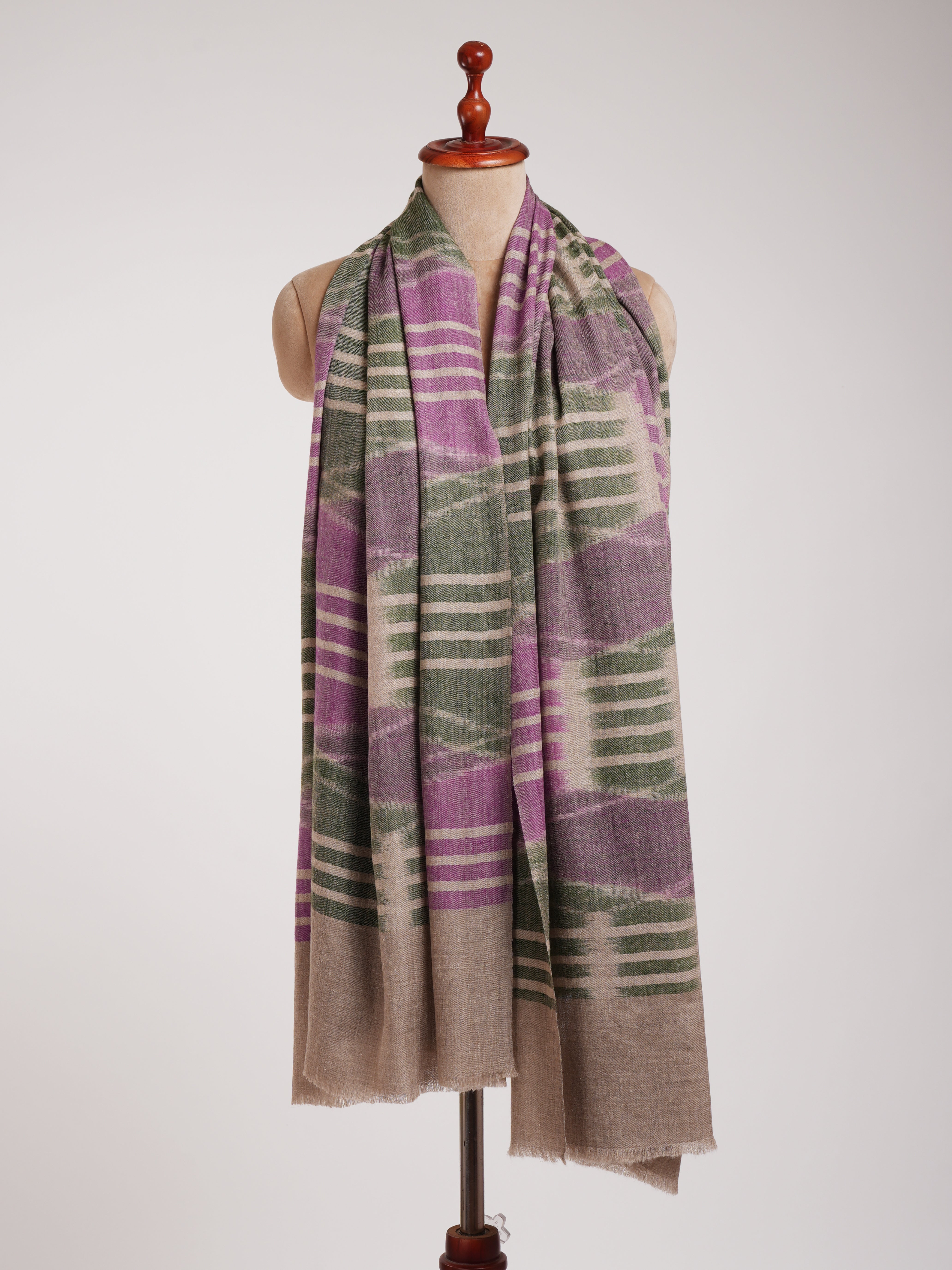 Handwoven Purple and Green Pashmina Shawl