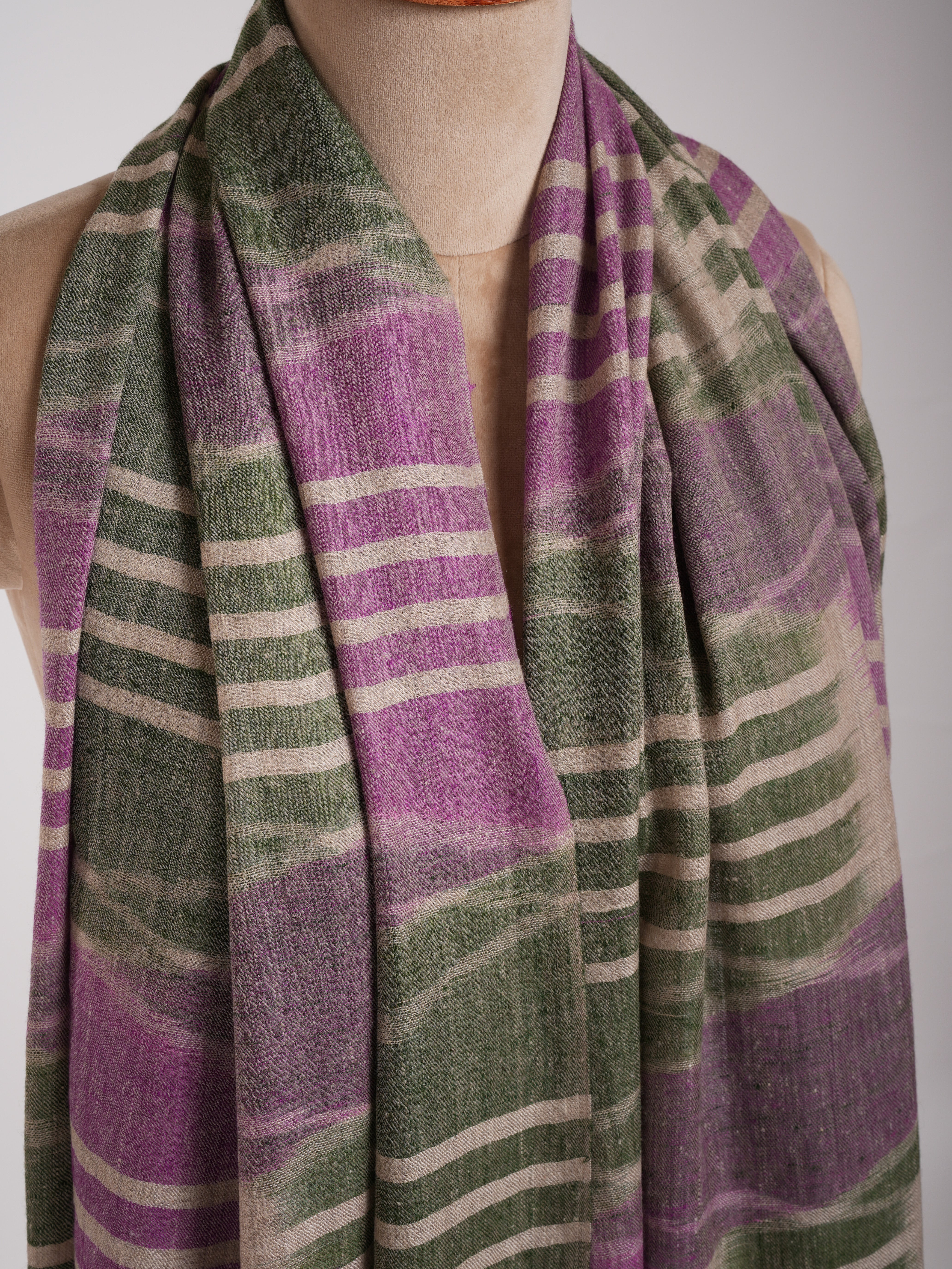 Handwoven Purple and Green Pashmina Shawl