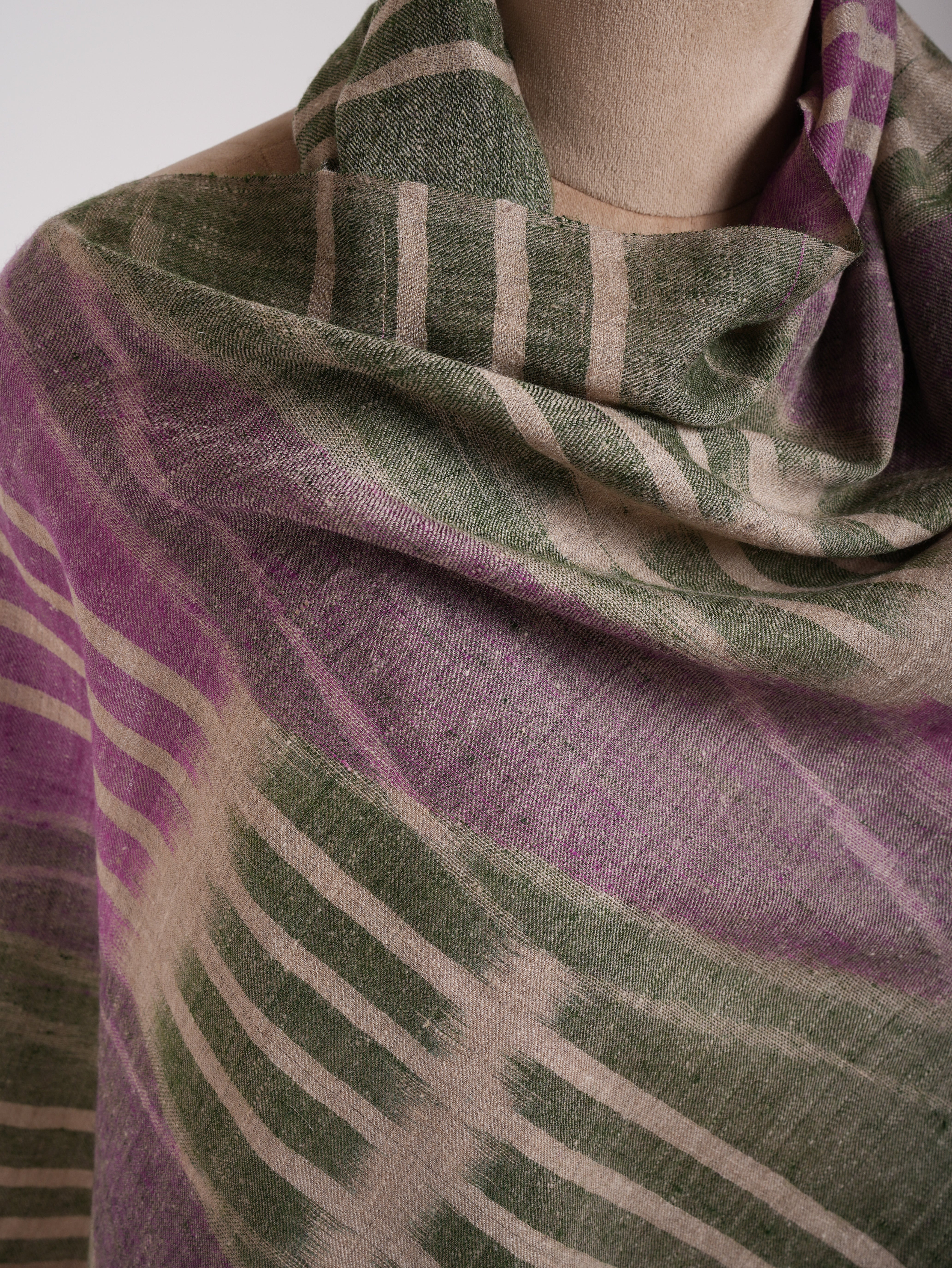 Handwoven Purple and Green Pashmina Shawl