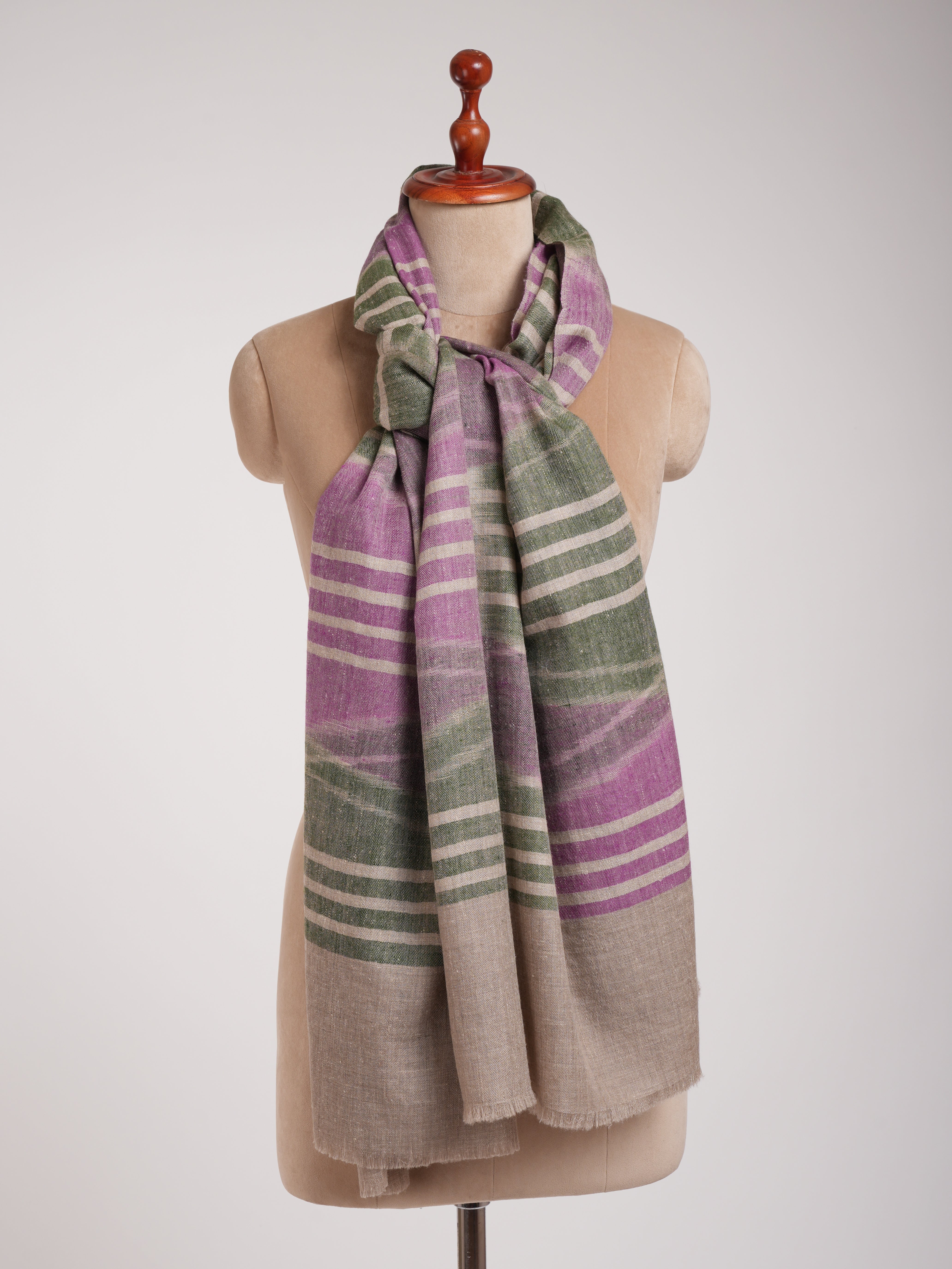 Handwoven Purple and Green Pashmina Shawl