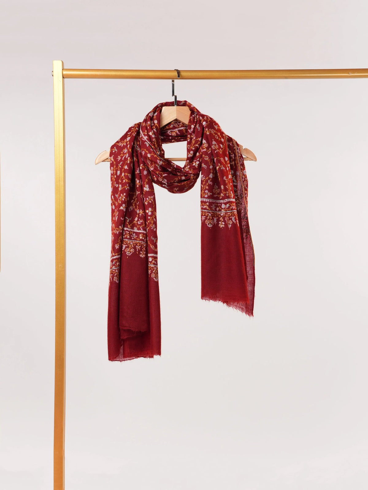 Handwoven Pure Pashmina Shawl with Jali Sozni Embroidery Shahkaar.com