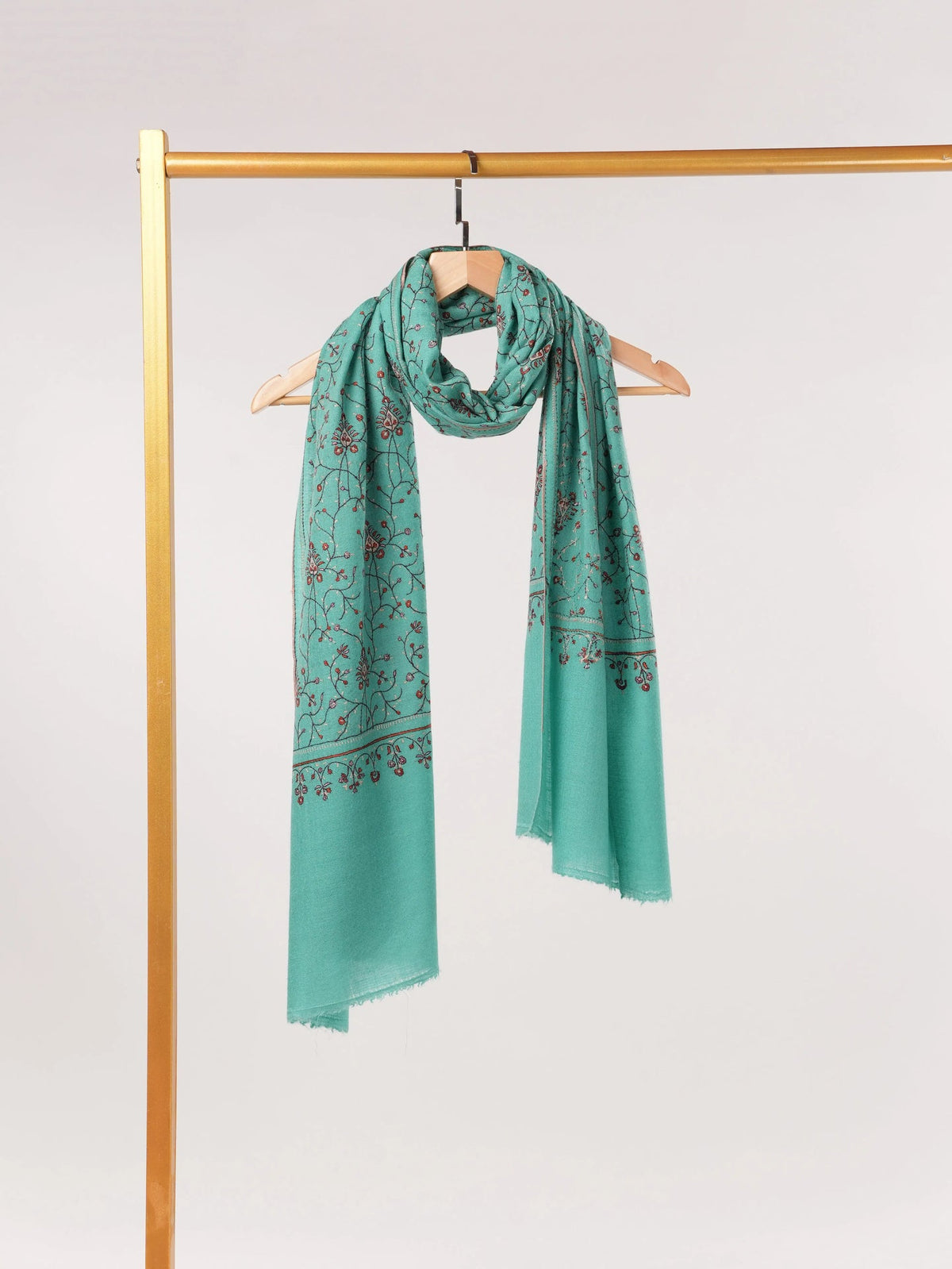 Jali Hand Embroidered Kashmiri Handwoven Cashmere Scarf Shahkaar.com