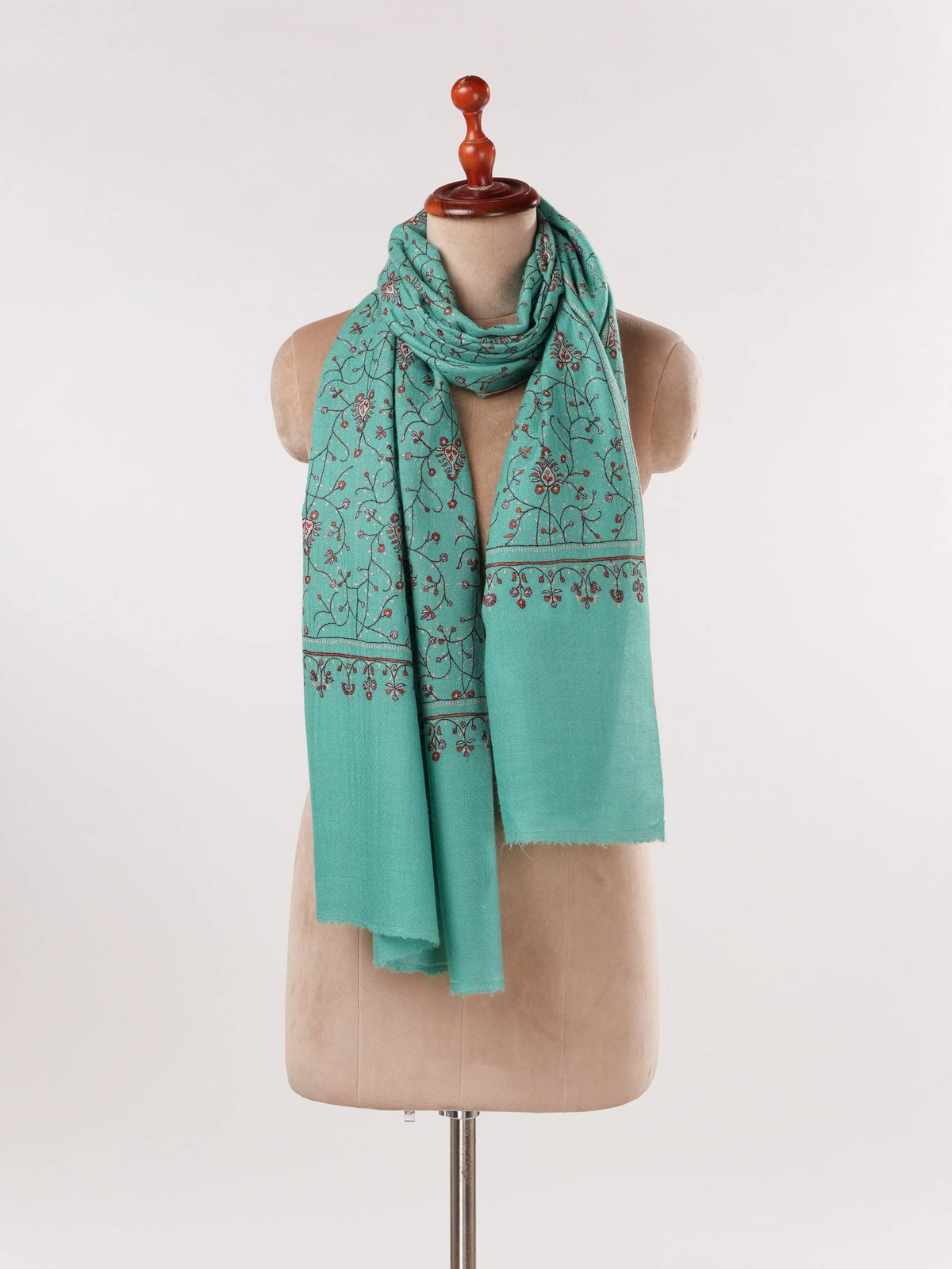 Jali Hand Embroidered Kashmiri Handwoven Cashmere Scarf Shahkaar.com