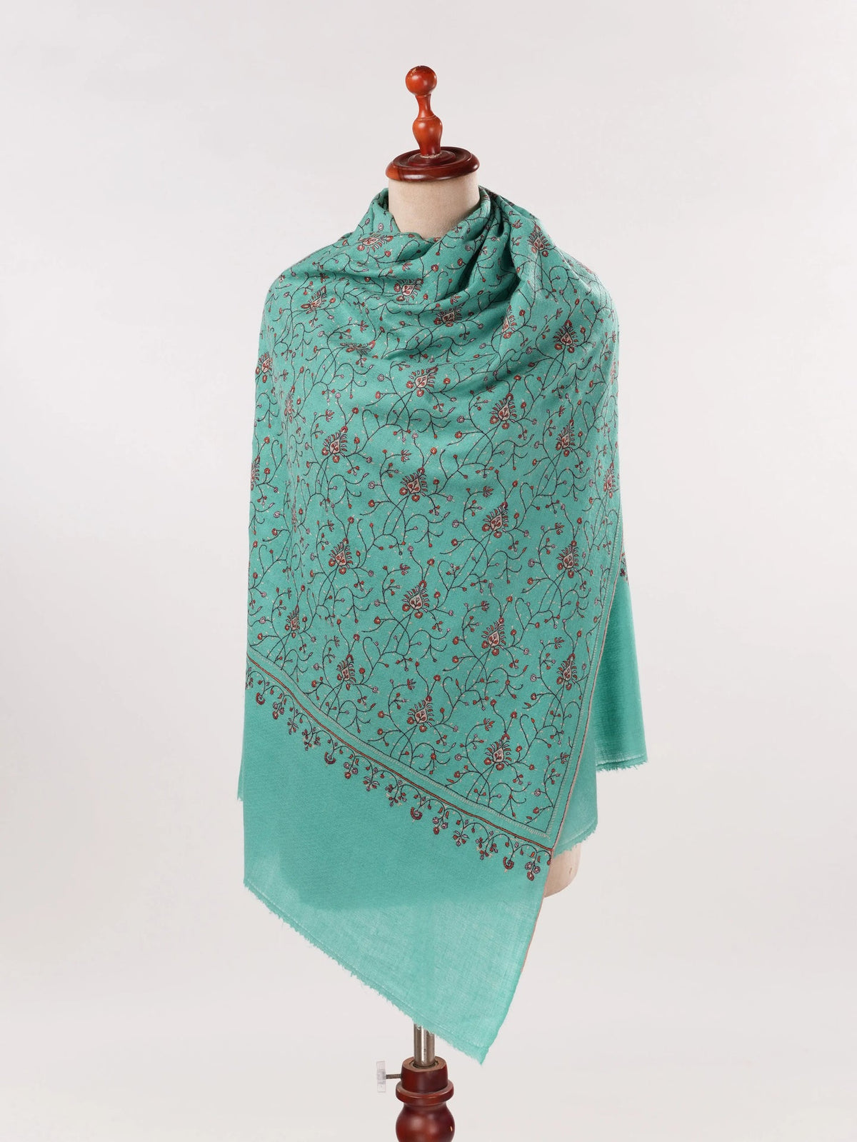 Jali Hand Embroidered Kashmiri Handwoven Cashmere Scarf Shahkaar.com