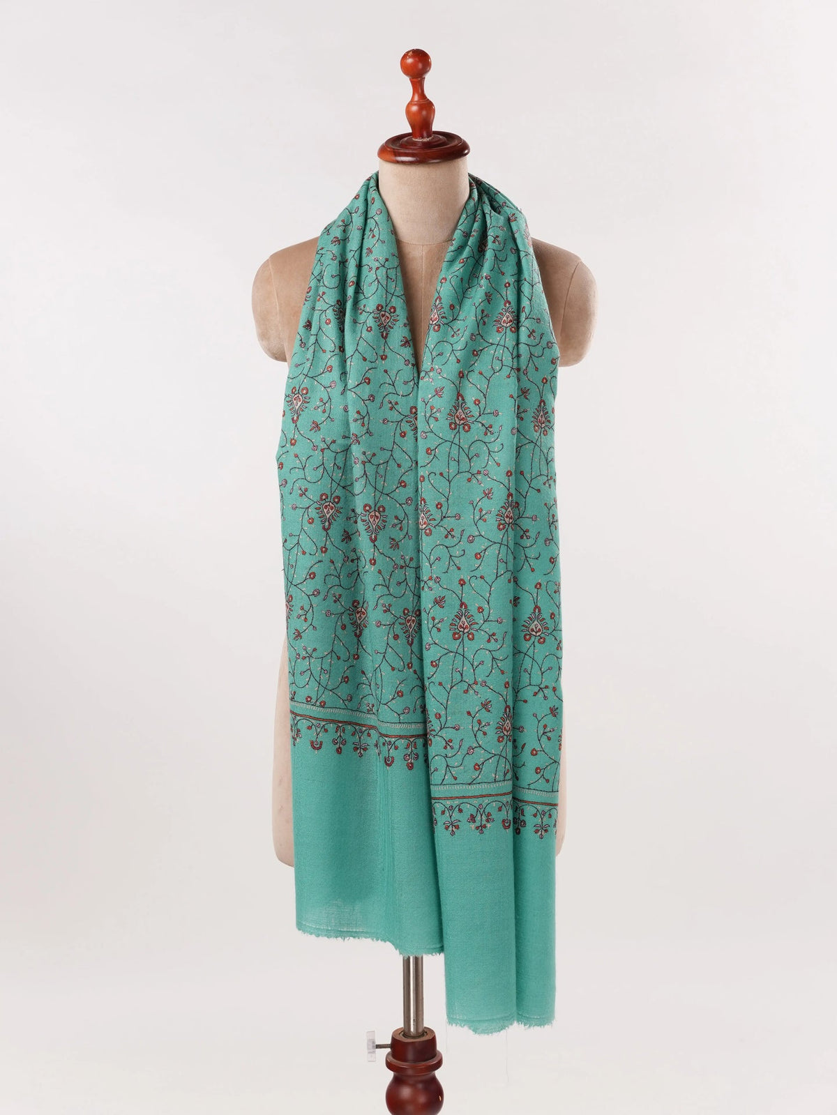 Jali Hand Embroidered Kashmiri Handwoven Cashmere Scarf Shahkaar.com