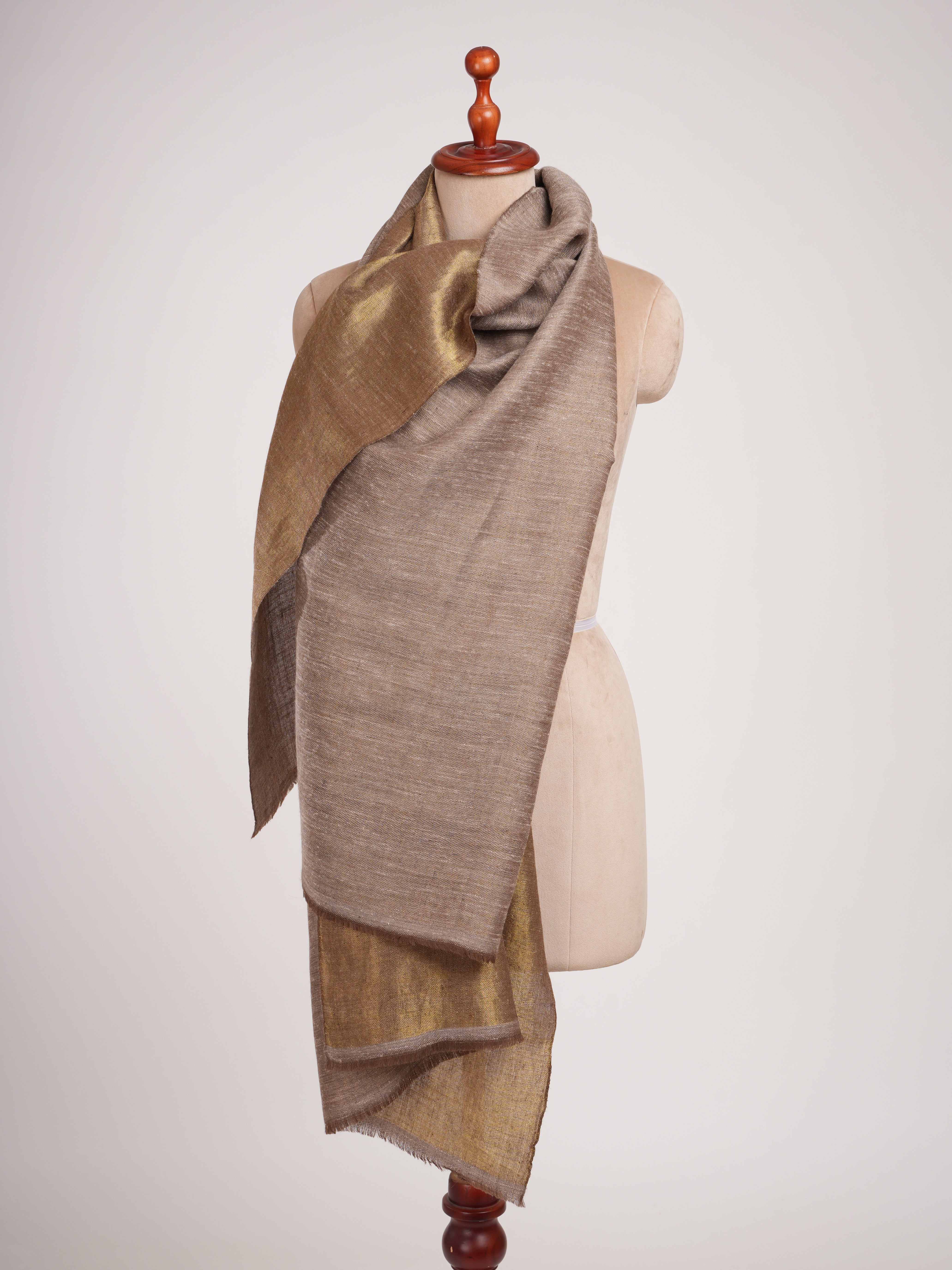 Gold and Silver Dual Shade Soft Cashmere Scarf