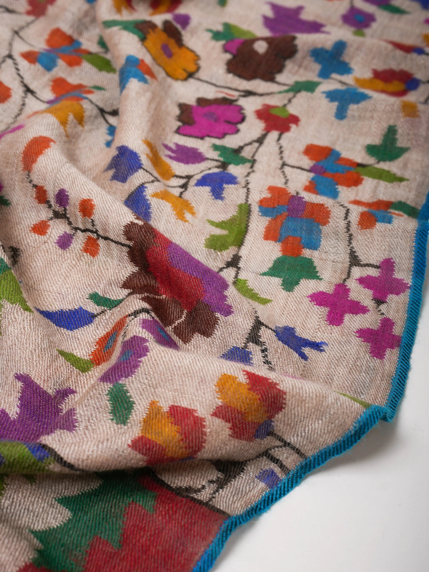Soft Handwoven Indian Kani Pashmina Stole Shahkaar