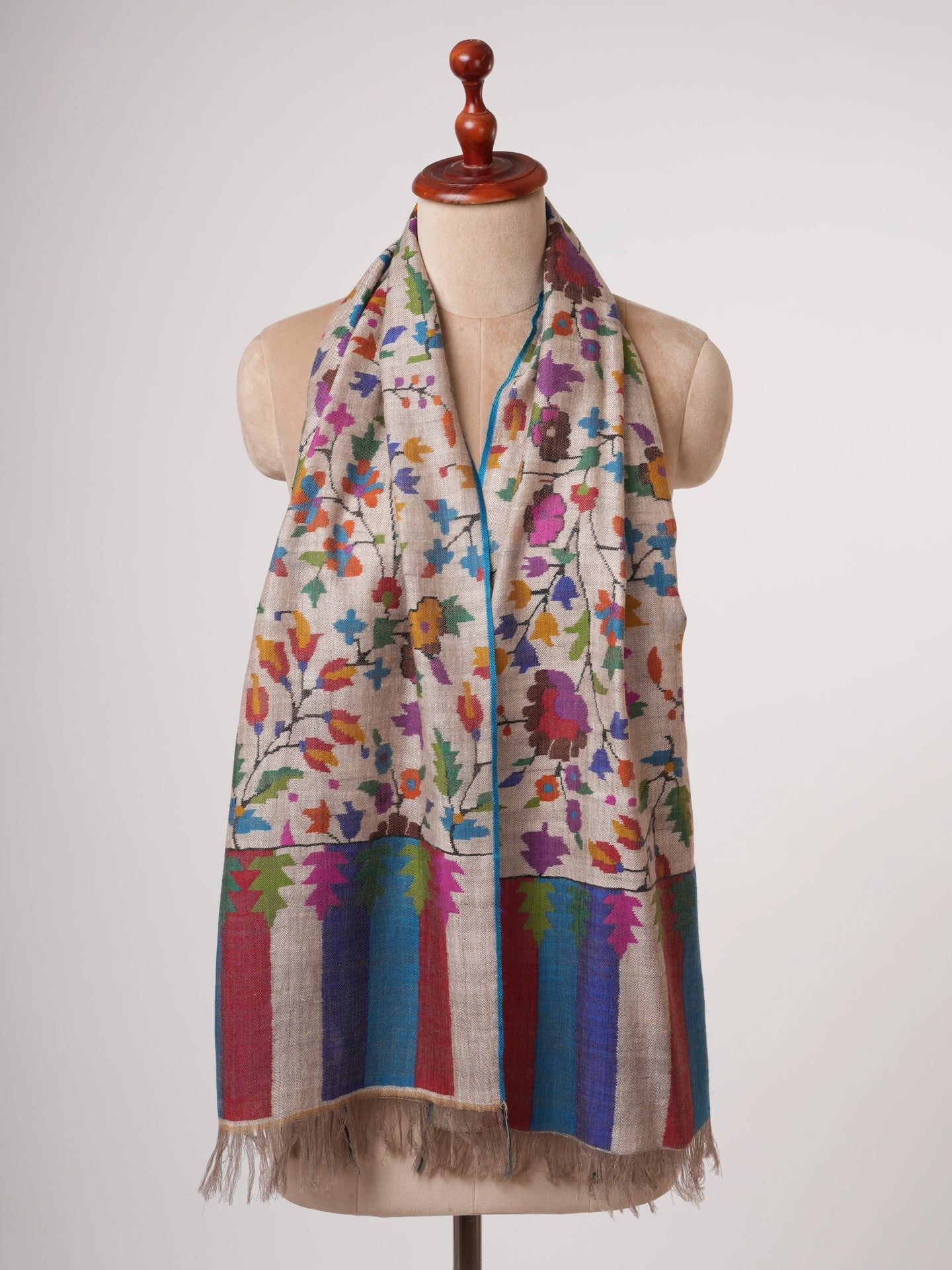 Soft Handwoven Indian Kani Pashmina Stole Shahkaar