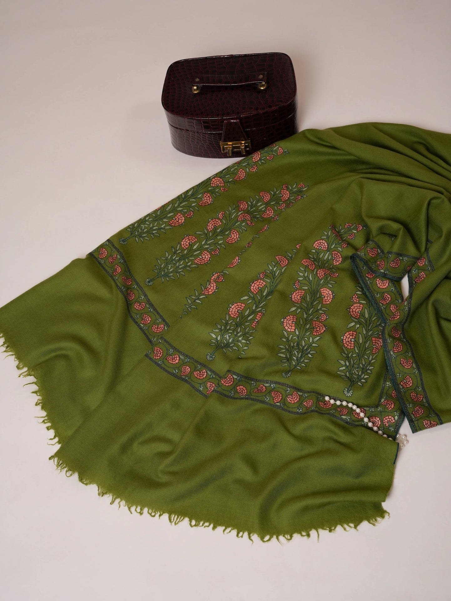 Papier Machie Palla Embroidered Floral Oversized Soft Shawl Shahkaar Global