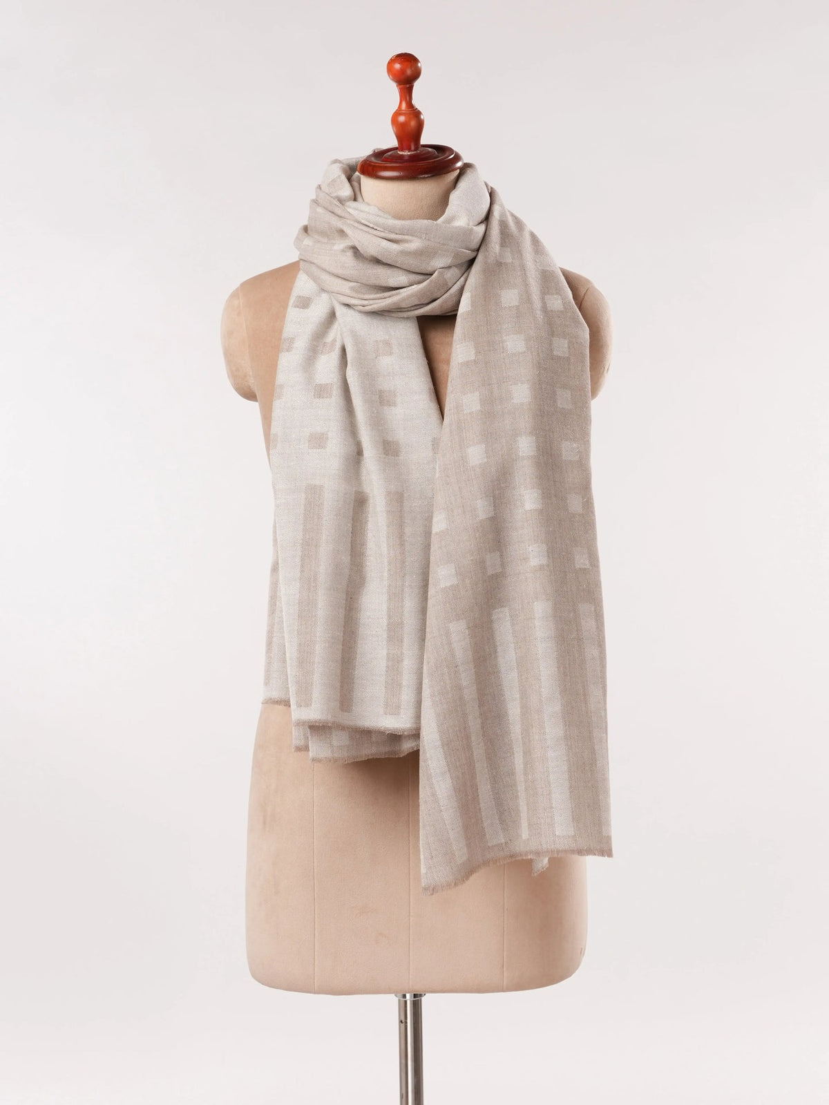 Natural Ivory and Beige Dual Tone Authentic Pashmina Shawl