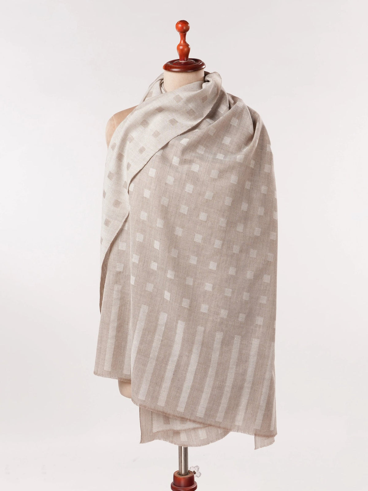 Natural Ivory and Beige Dual Tone Authentic Pashmina Shawl