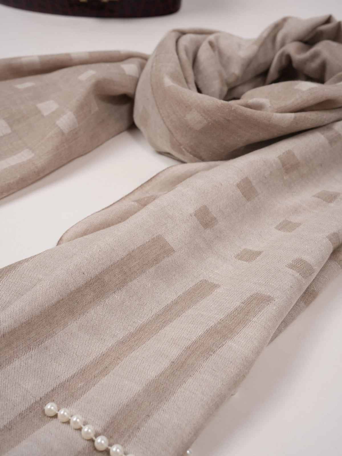 Natural Ivory and Beige Dual Tone Authentic Pashmina Shawl