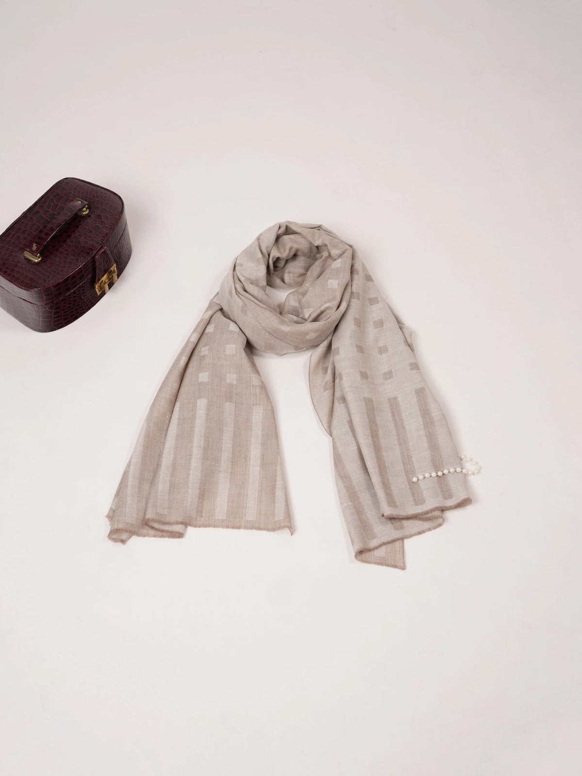 Natural Ivory and Beige Dual Tone Authentic Pashmina Shawl