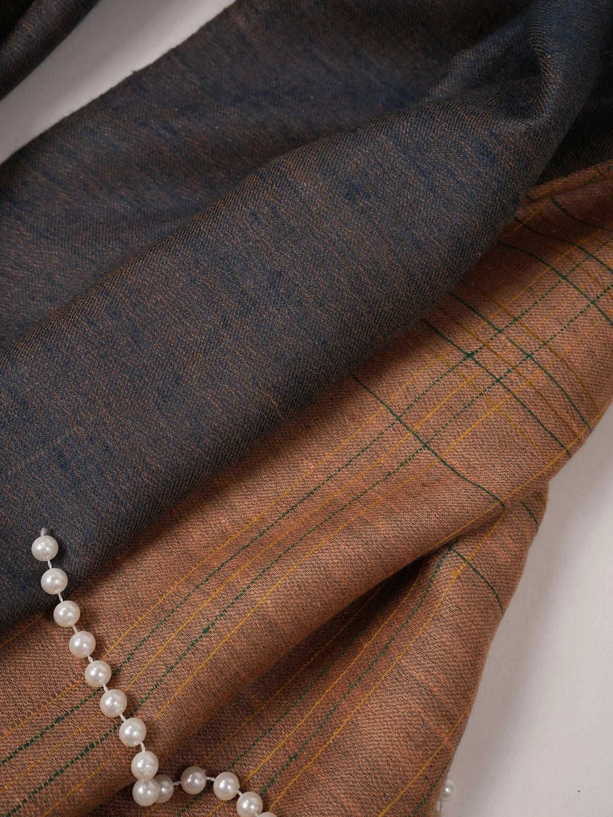 Caramel Tan and Slate Grey Dual Shade Soft Pashmina Shawl