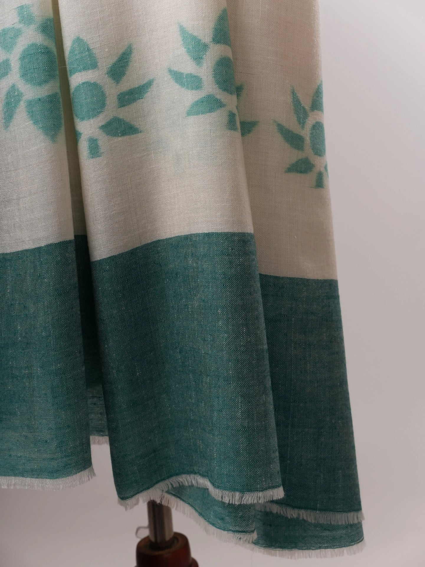 Artisan Crafted Ikat Pashmina Shawl with Floral Weave Shahkaar
