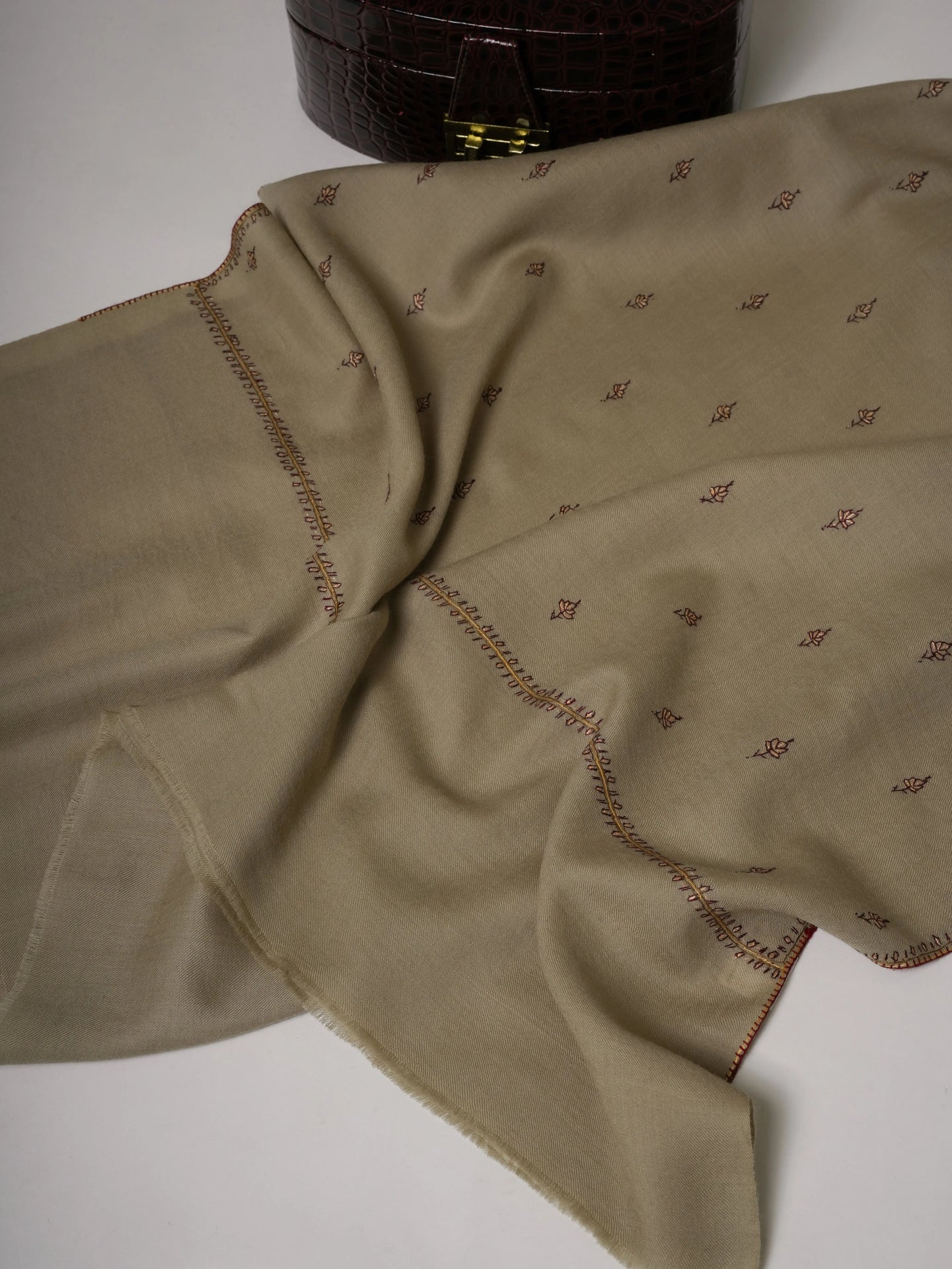 Hand Embroidered Fine Wool Soft Machie Booti Shawl Shahkaar