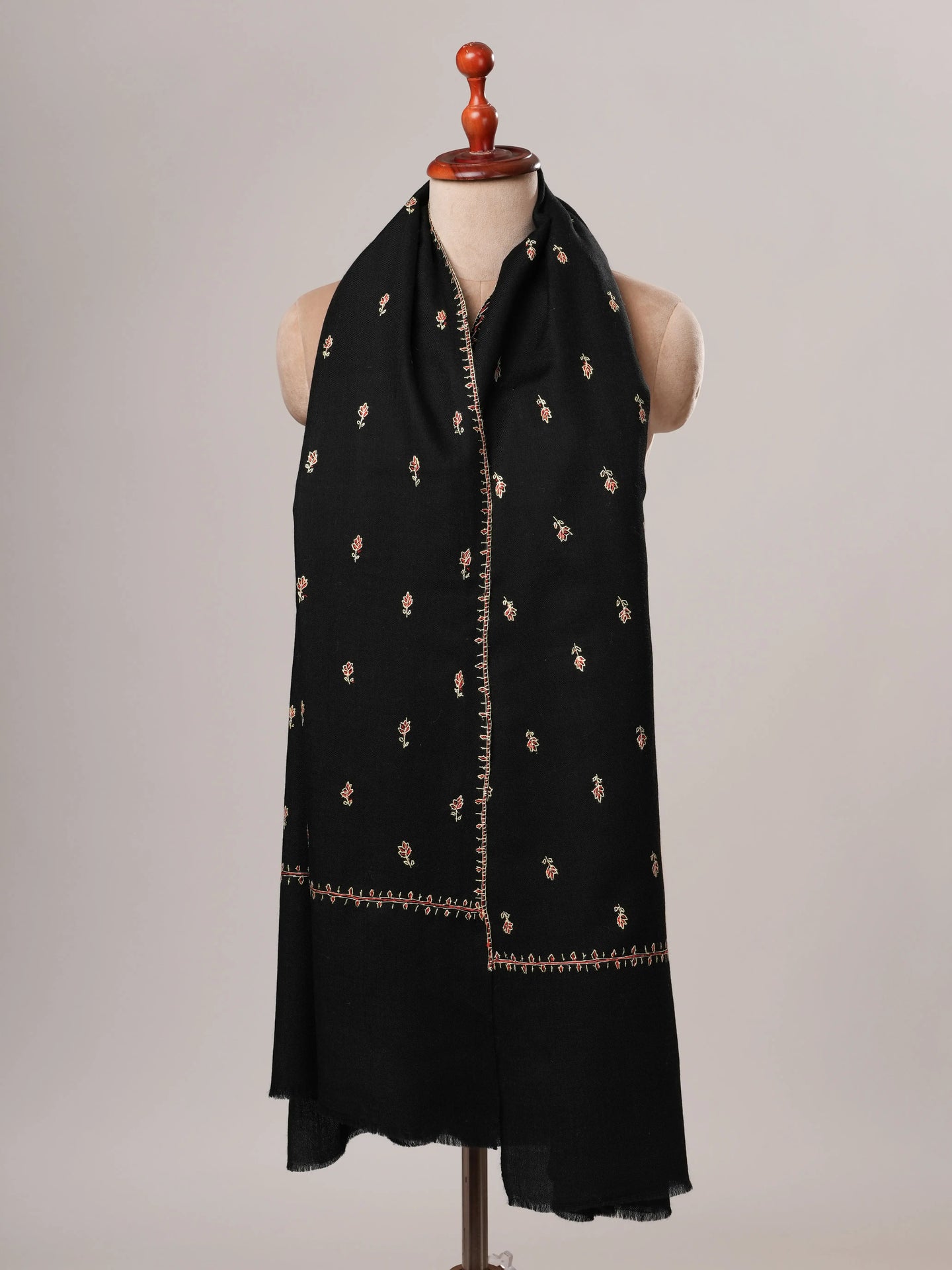 Hand Embroidered Machie Booti Indian Fine Wool Shawl Shahkaar