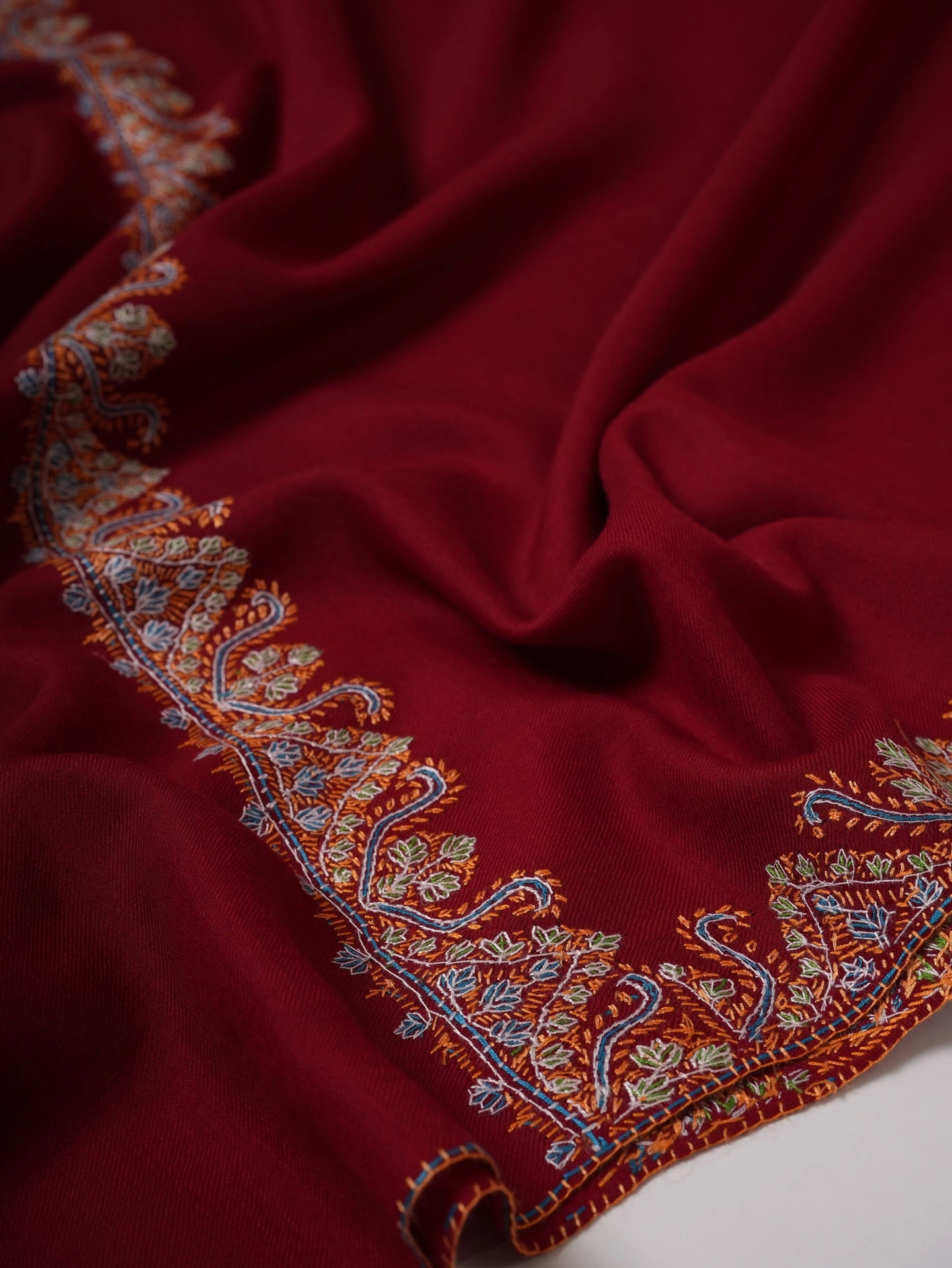 Hand Embroidered Neemdaur Motif Fine Wool Festive Wrap Shahkaar