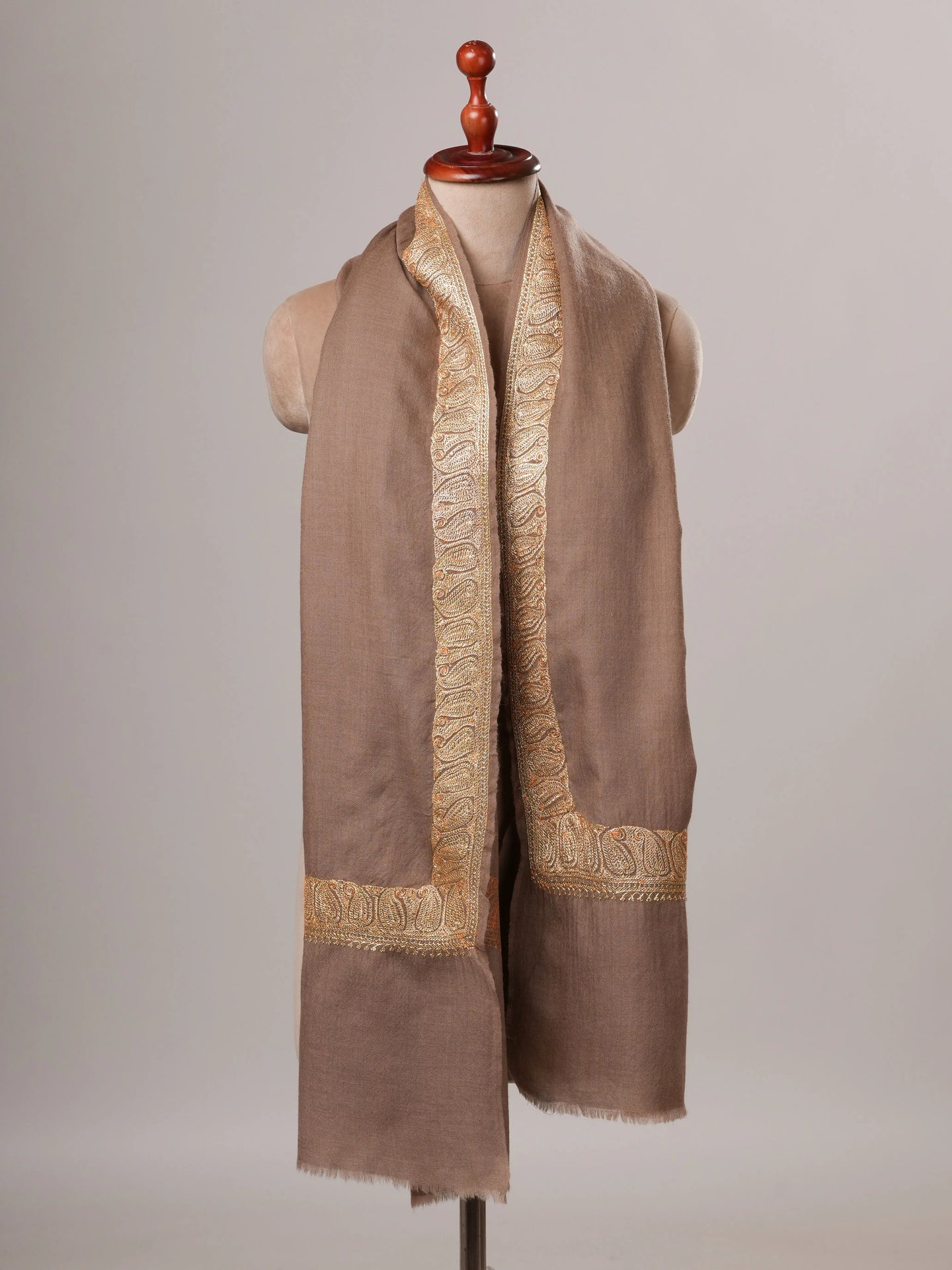 Toosh Color Fine Wool Neemdaur Gold Tilla Embroidery Shawl Shahkaar Global