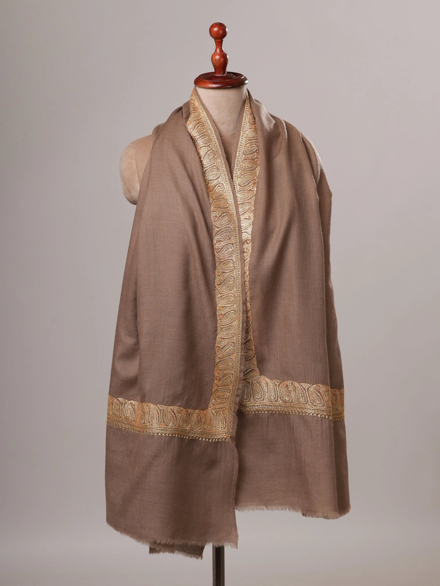 Toosh Color Fine Wool Neemdaur Gold Tilla Embroidery Shawl Shahkaar Global