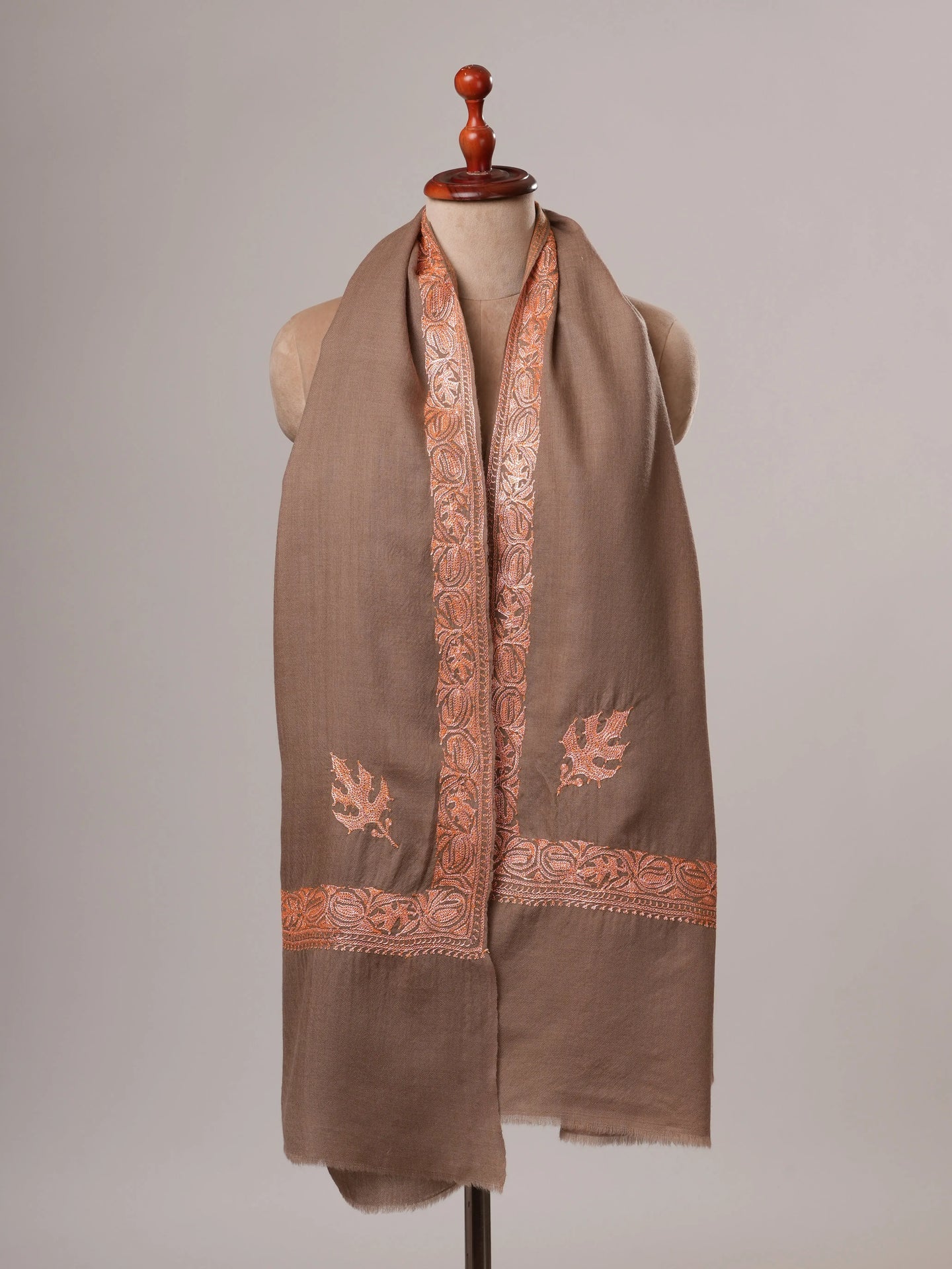 Toosh Color Hand Embroidered Neemdaur Tilla Fine Wool Shawl Shahkaar