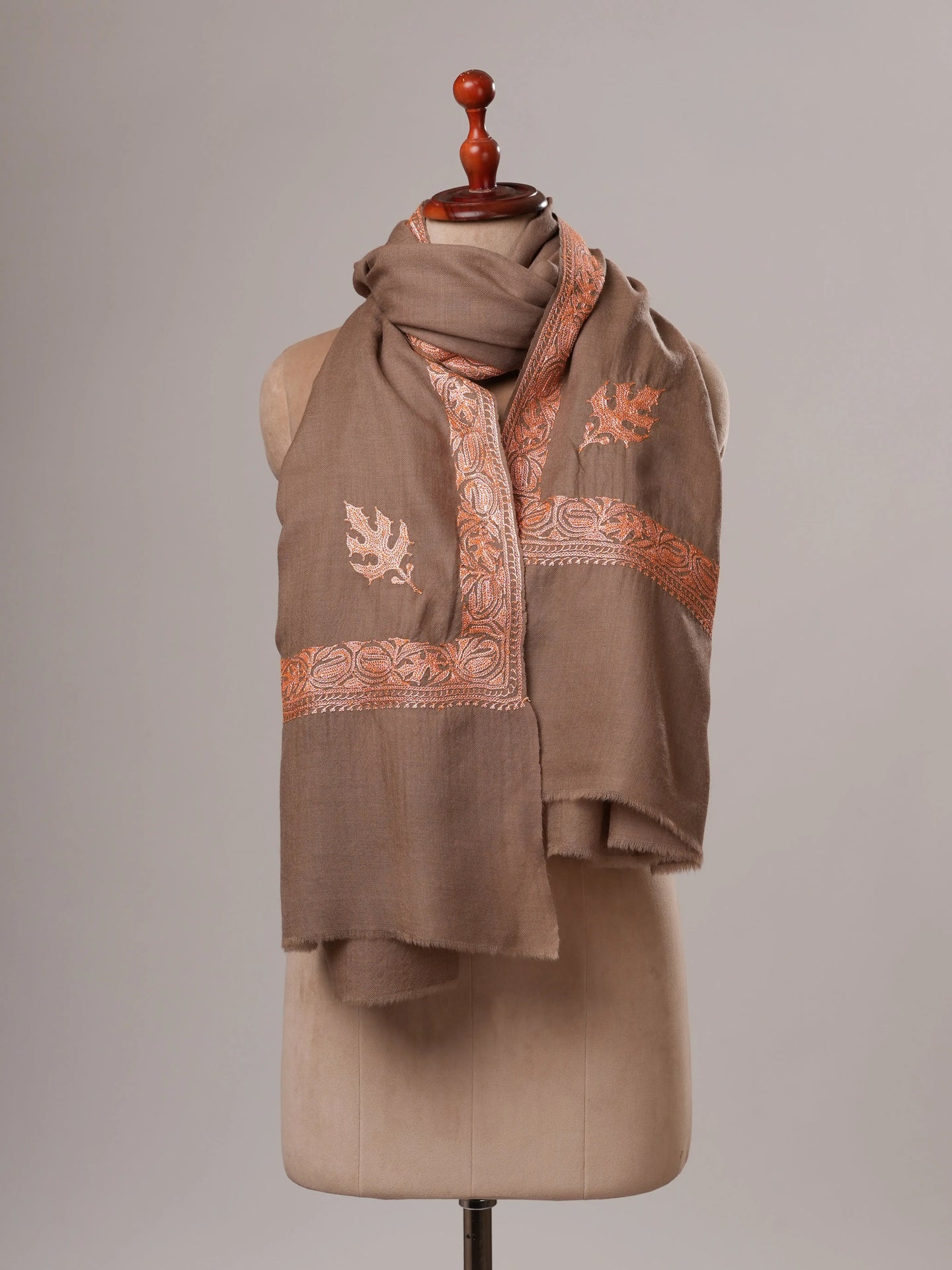 Toosh Color Hand Embroidered Neemdaur Tilla Fine Wool Shawl Shahkaar