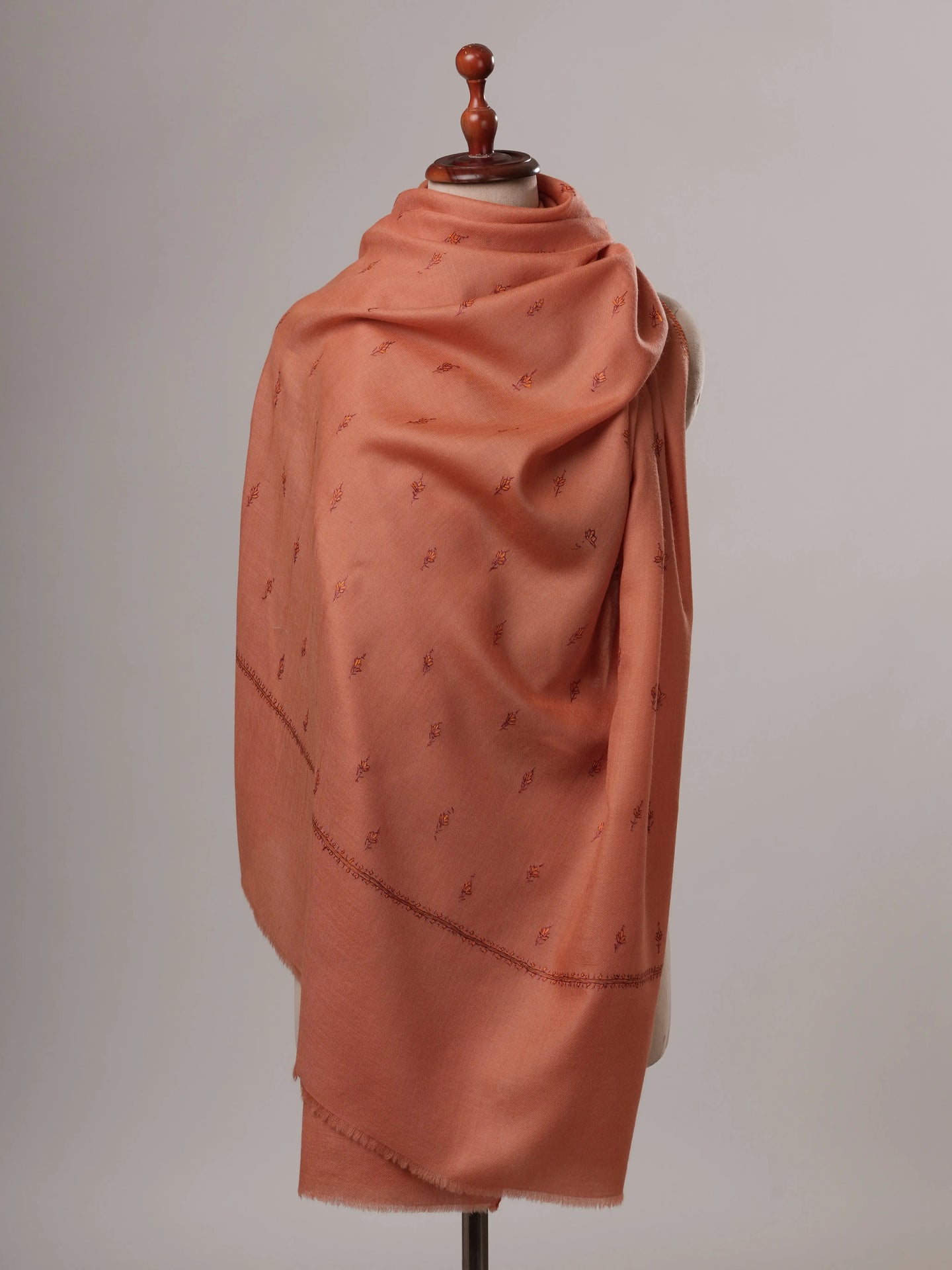Fine Wool Hand Embroidered Machie Booti Kashmiri Shawl Shahkaar