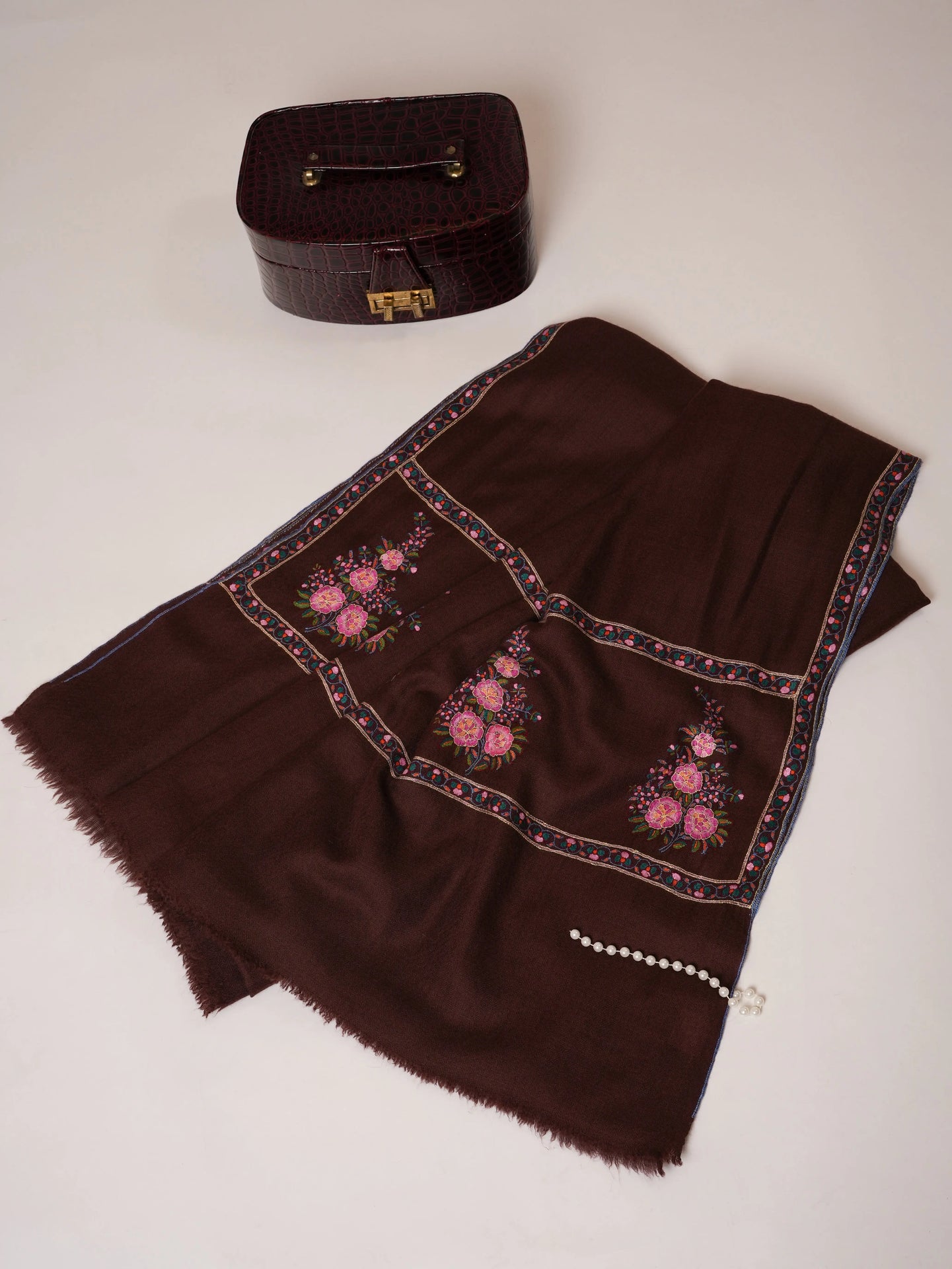 Oversized Floral Palla Hand Embroidered Pashmina Shawl Shahkaar Global