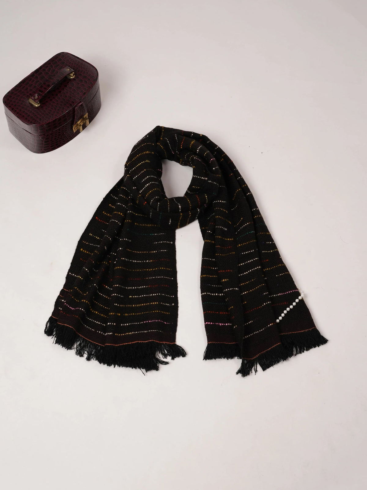 Dark Blue Thick Handwoven Original Cashmere Scarf