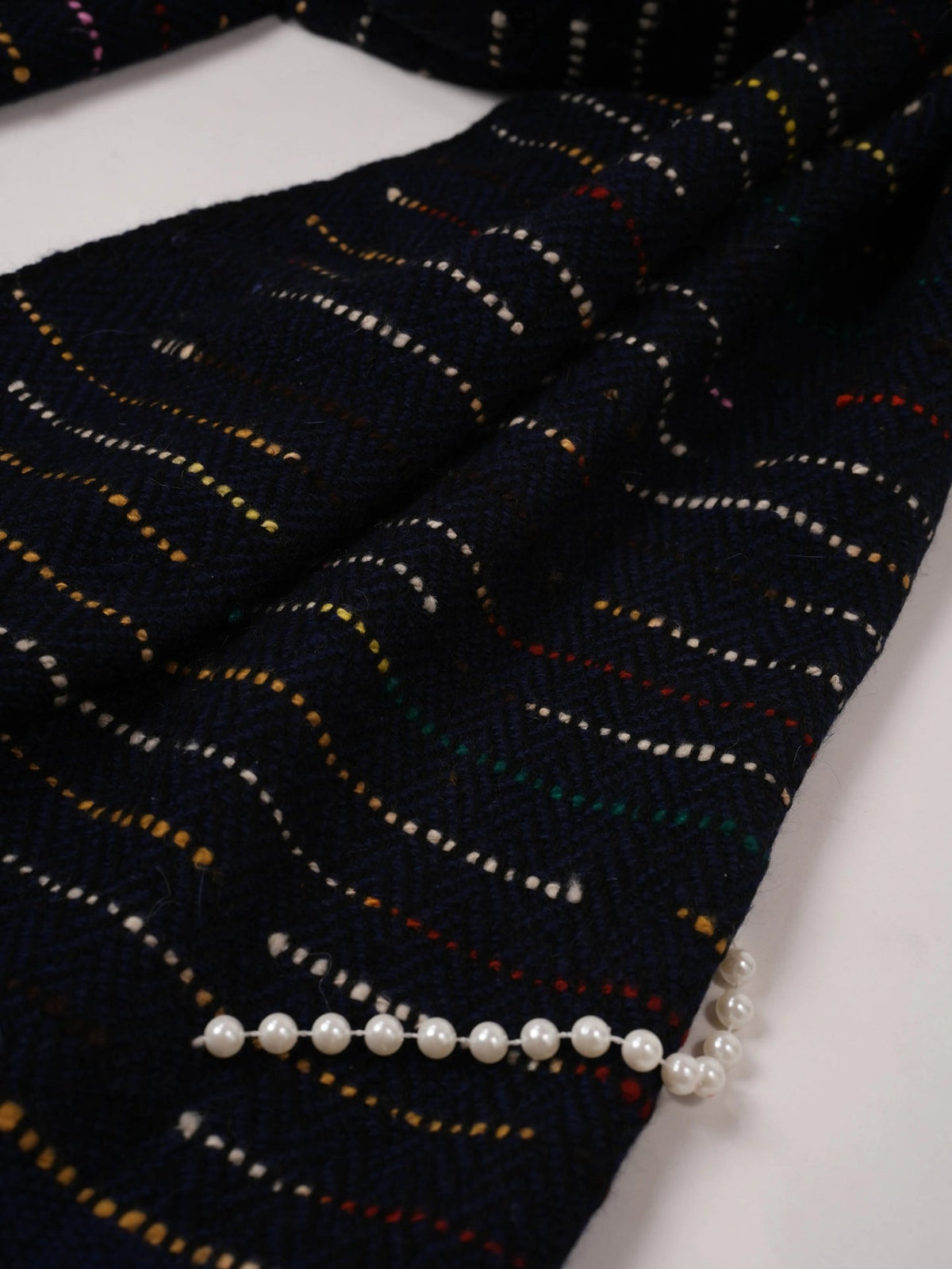 Handspun Navy Blue Thick Handwoven Authentic Cashmere Scarf