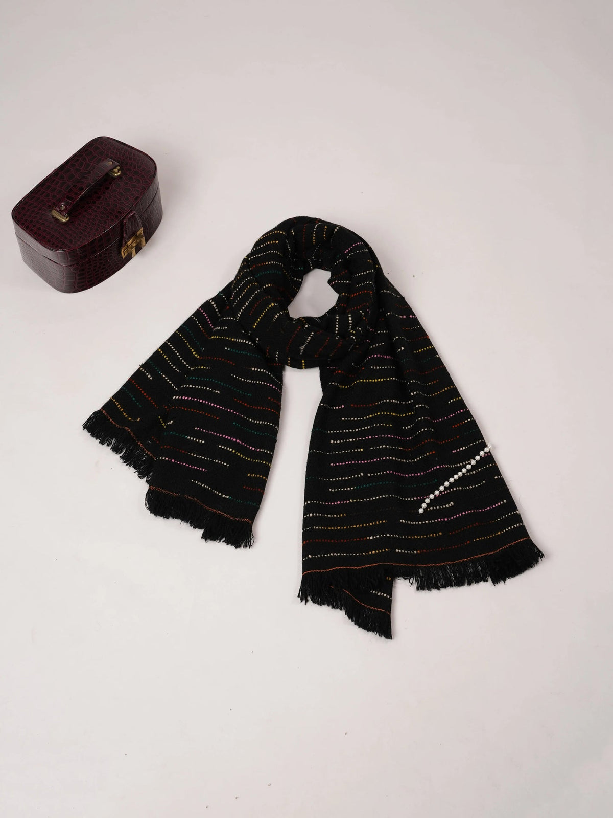 Black Handwoven Thick Genuine Cashmere Scarf