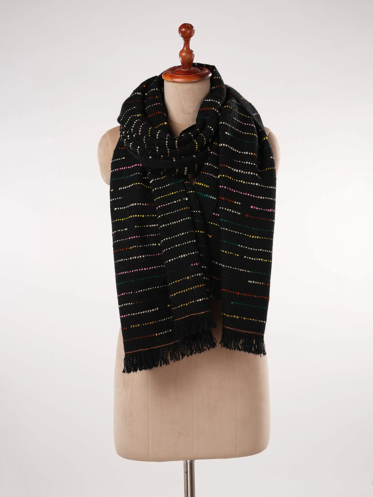 Black Handwoven Thick Genuine Cashmere Scarf