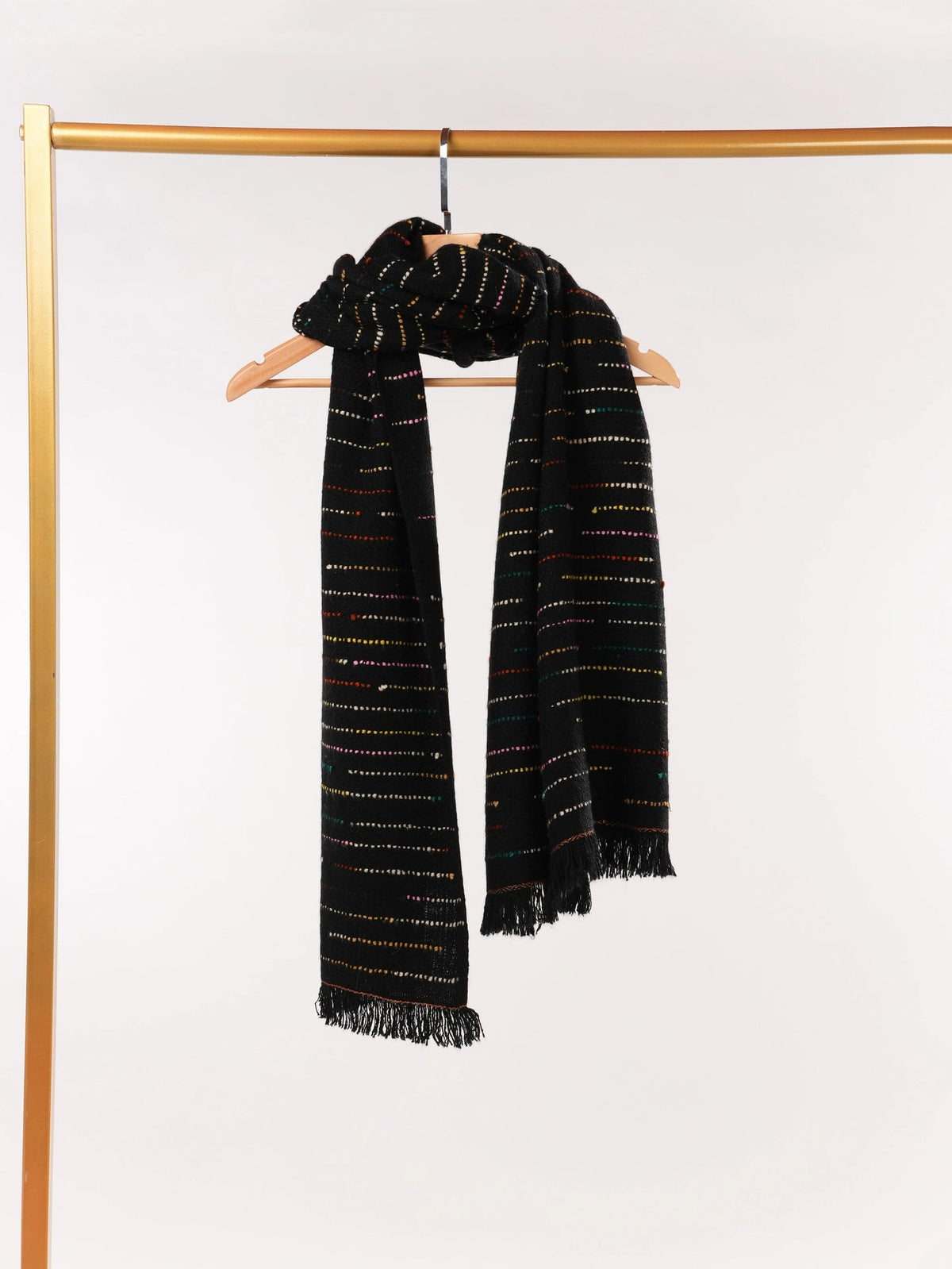 Black Handwoven Thick Genuine Cashmere Scarf