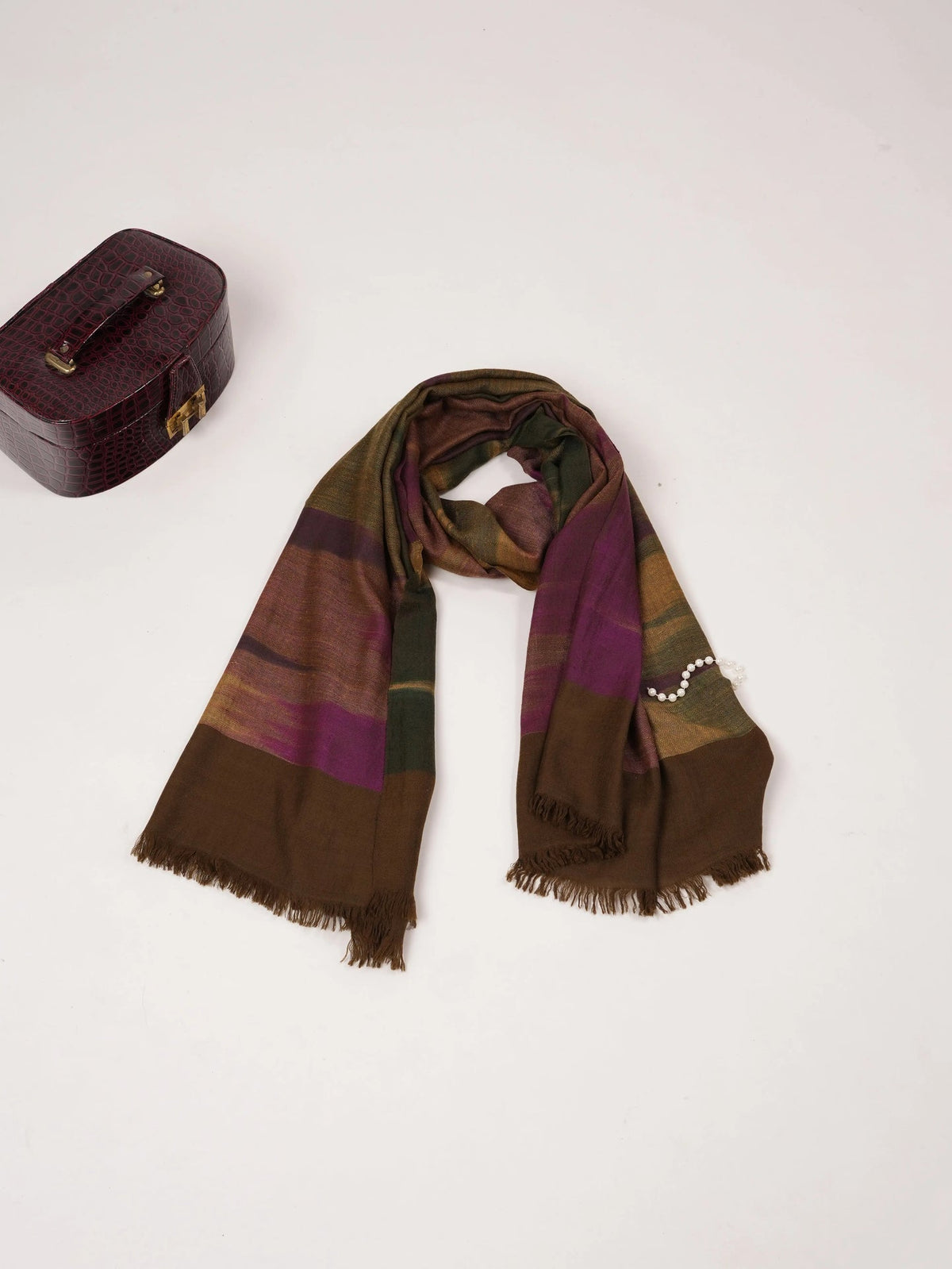 Handwoven Genuine Pashmina Shawl with Ikat Weaving