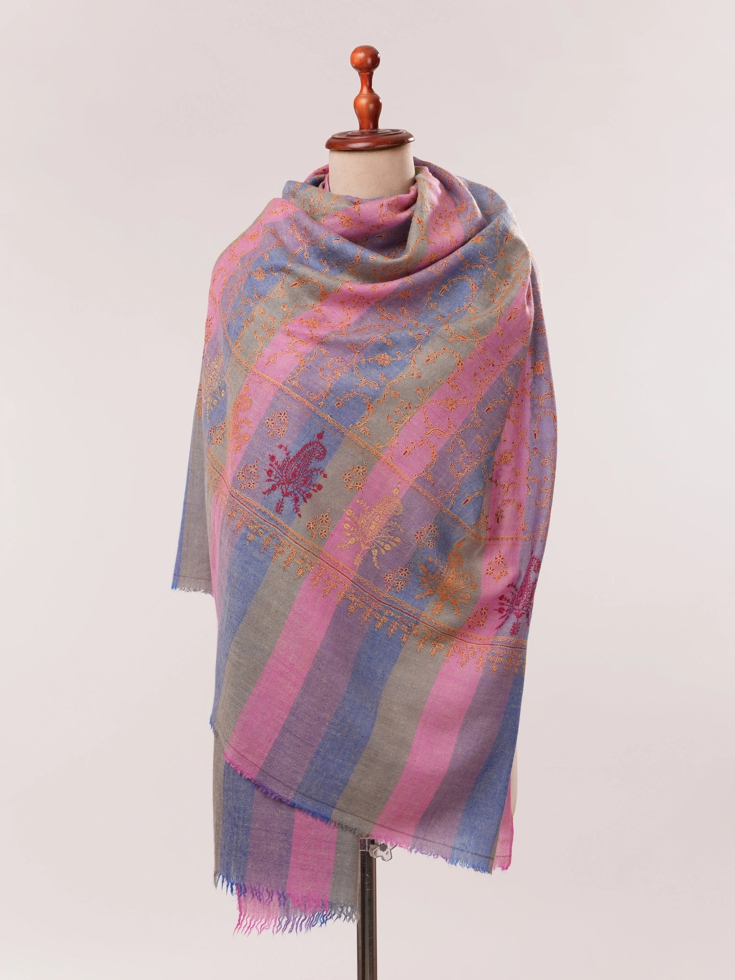 Khatrass Pure Pashmina Shawl with Detailed Jali Hand Embroidery Shahkaar.com