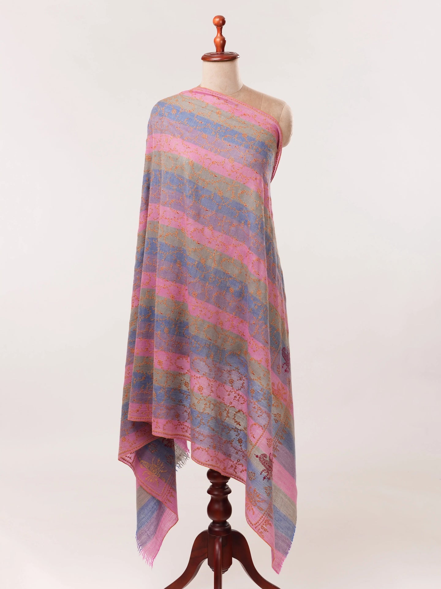Khatrass Pure Pashmina Shawl with Detailed Jali Hand Embroidery Shahkaar.com