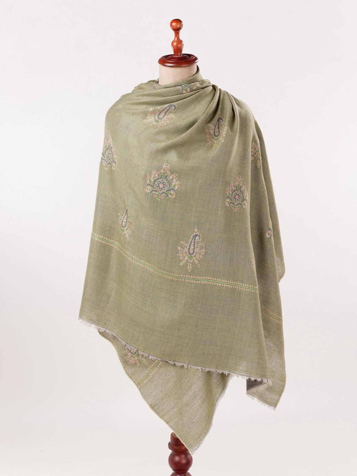 Dualtone Handwoven Pashmina Shawl with Buteh Hand Embroidery