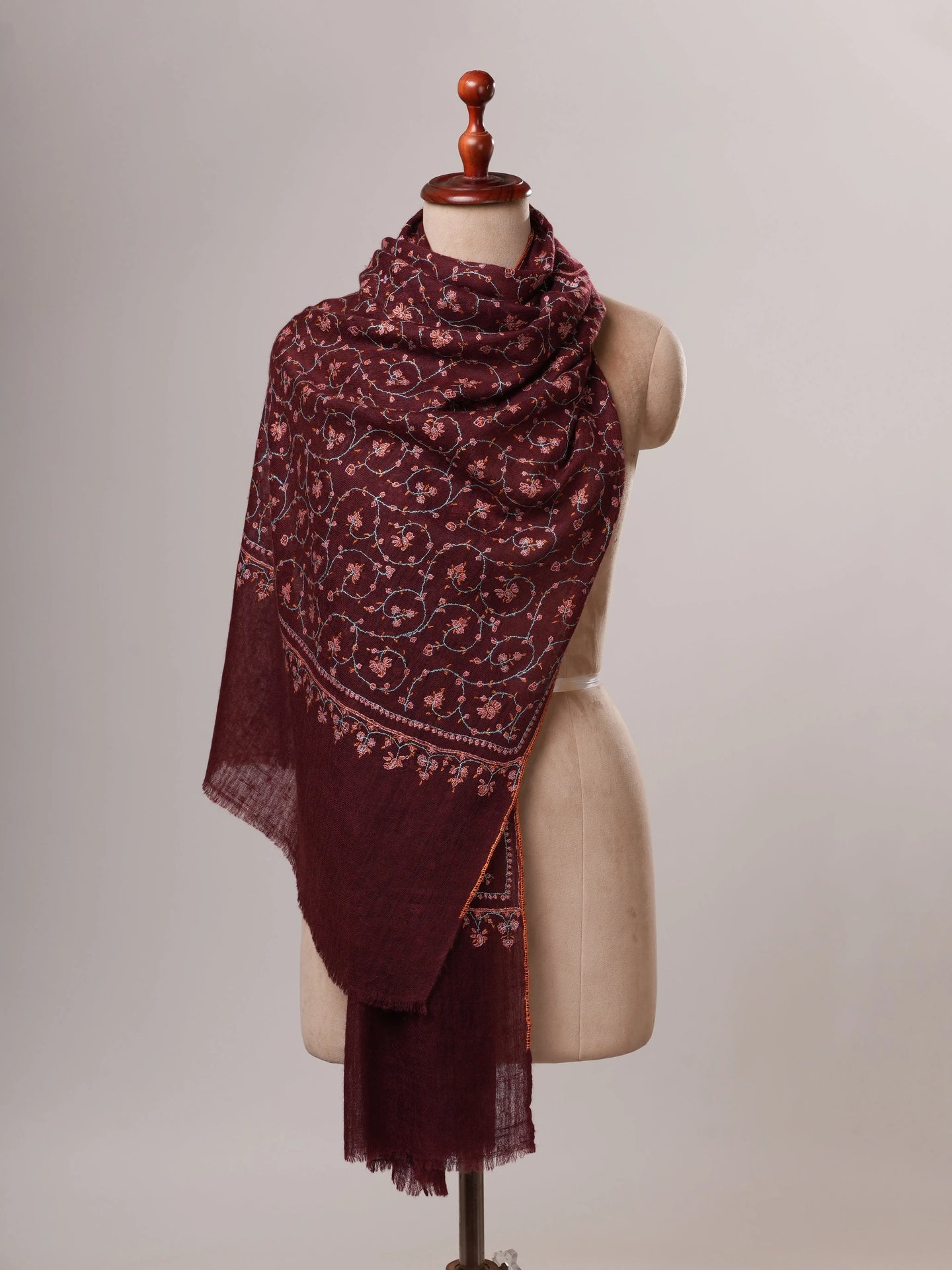 Featherlight Baby Soft Handwoven Cashmere Scarf with Hand Embroidery Shahkaar
